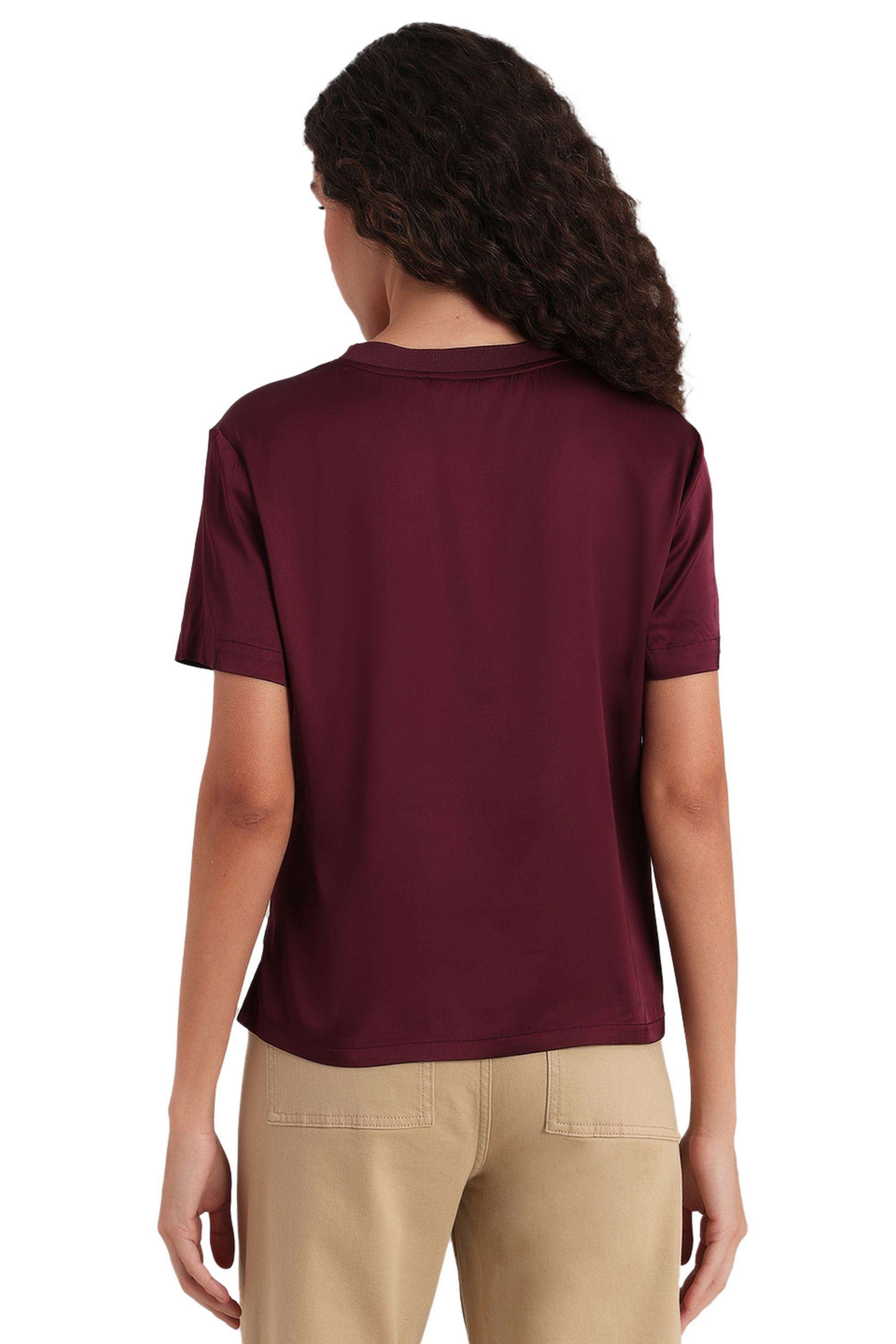 Solid-Cotton-Round-Neck-Women-s-Top