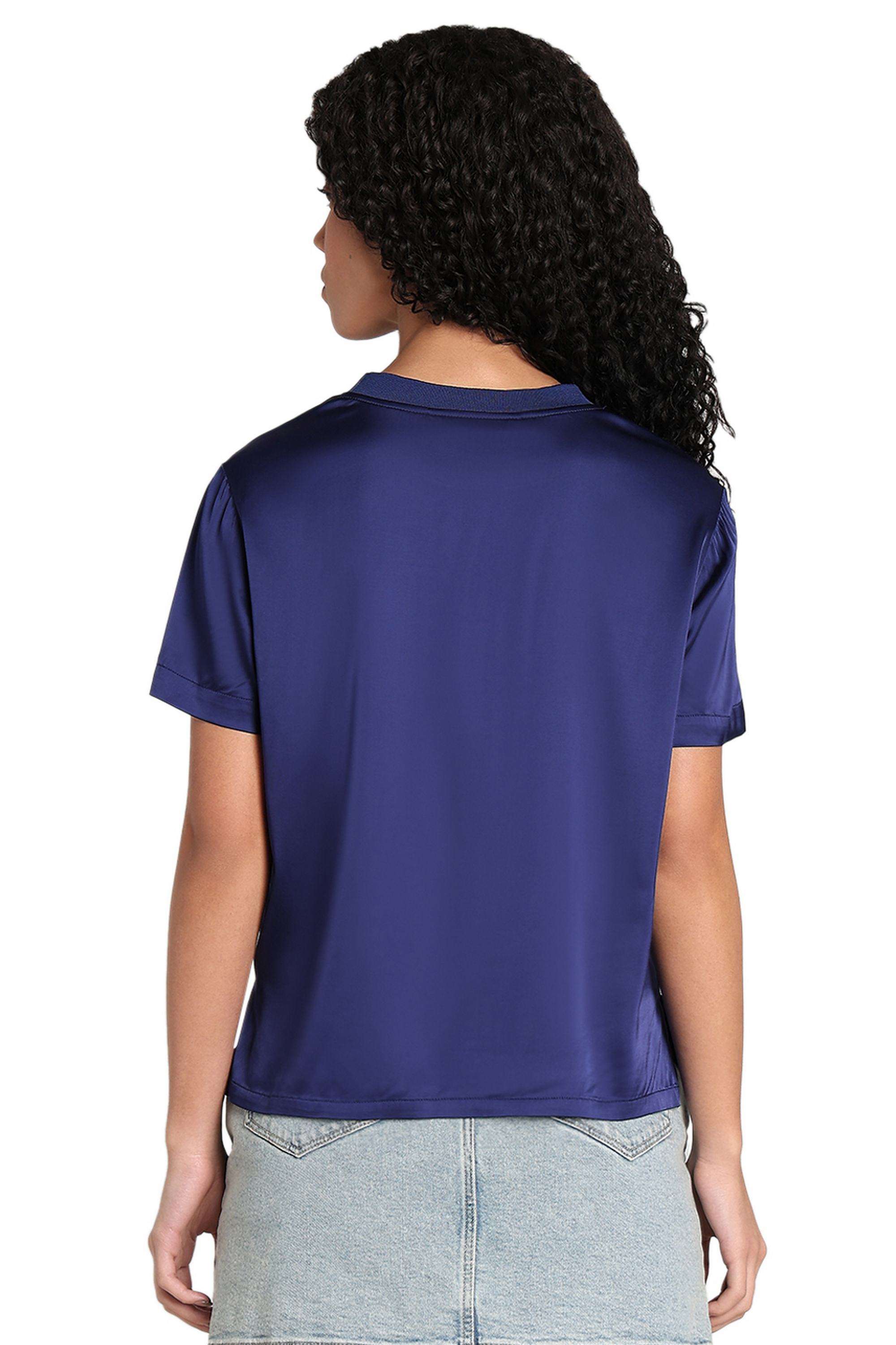Solid-Cotton-Round-Neck-Women-s-Top