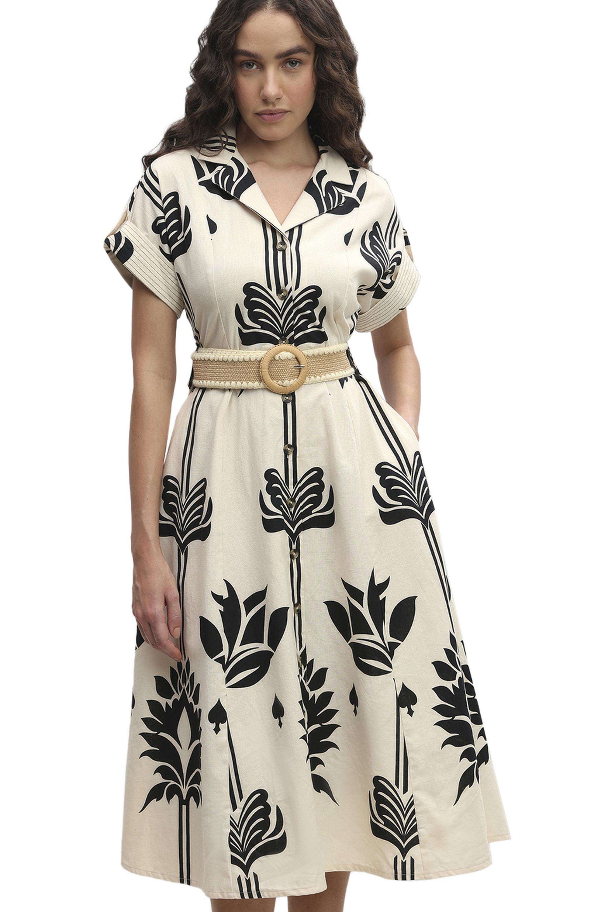 Printed-V-Neck-Cotton-Women-Dress