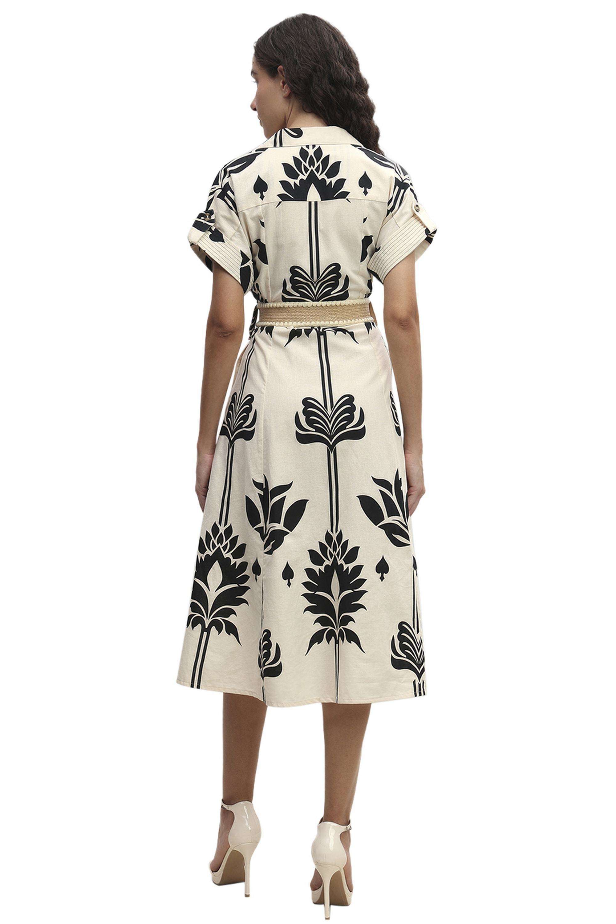 Printed-V-Neck-Cotton-Women-Dress