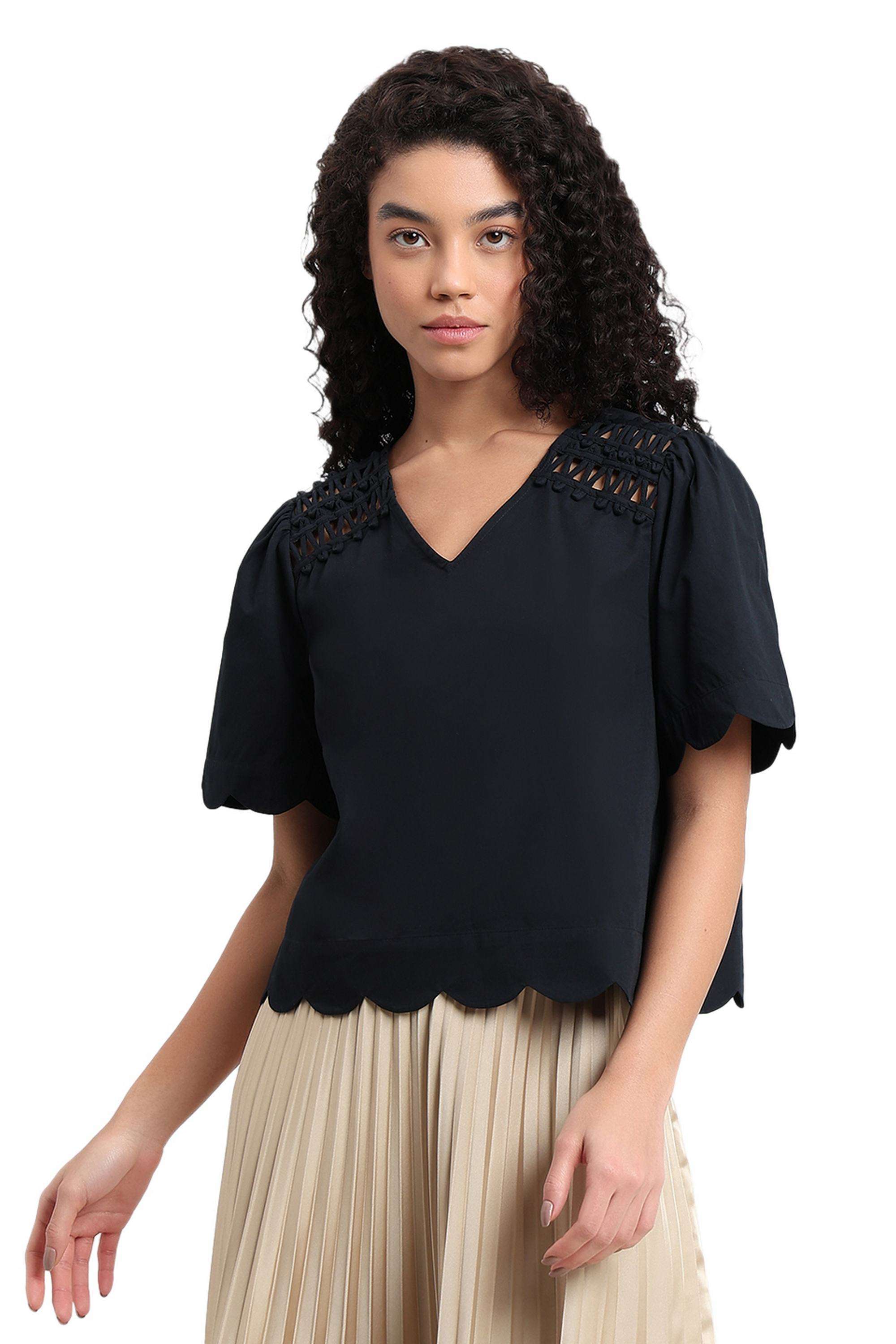 Washed-Cotton-Round-Neck-Women-s-Top