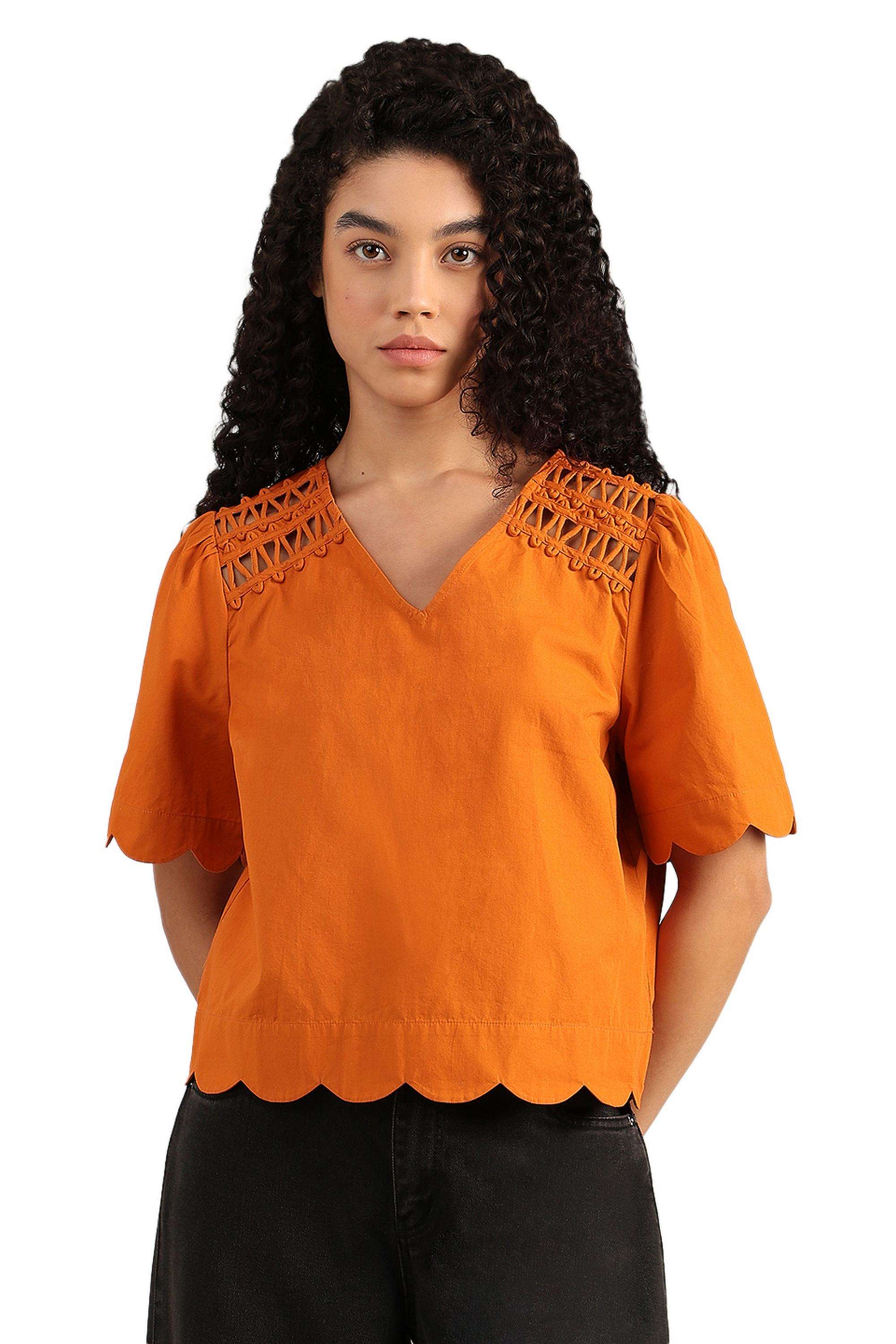 Self-Design-Cotton-Round-Neck-Women-s-Top