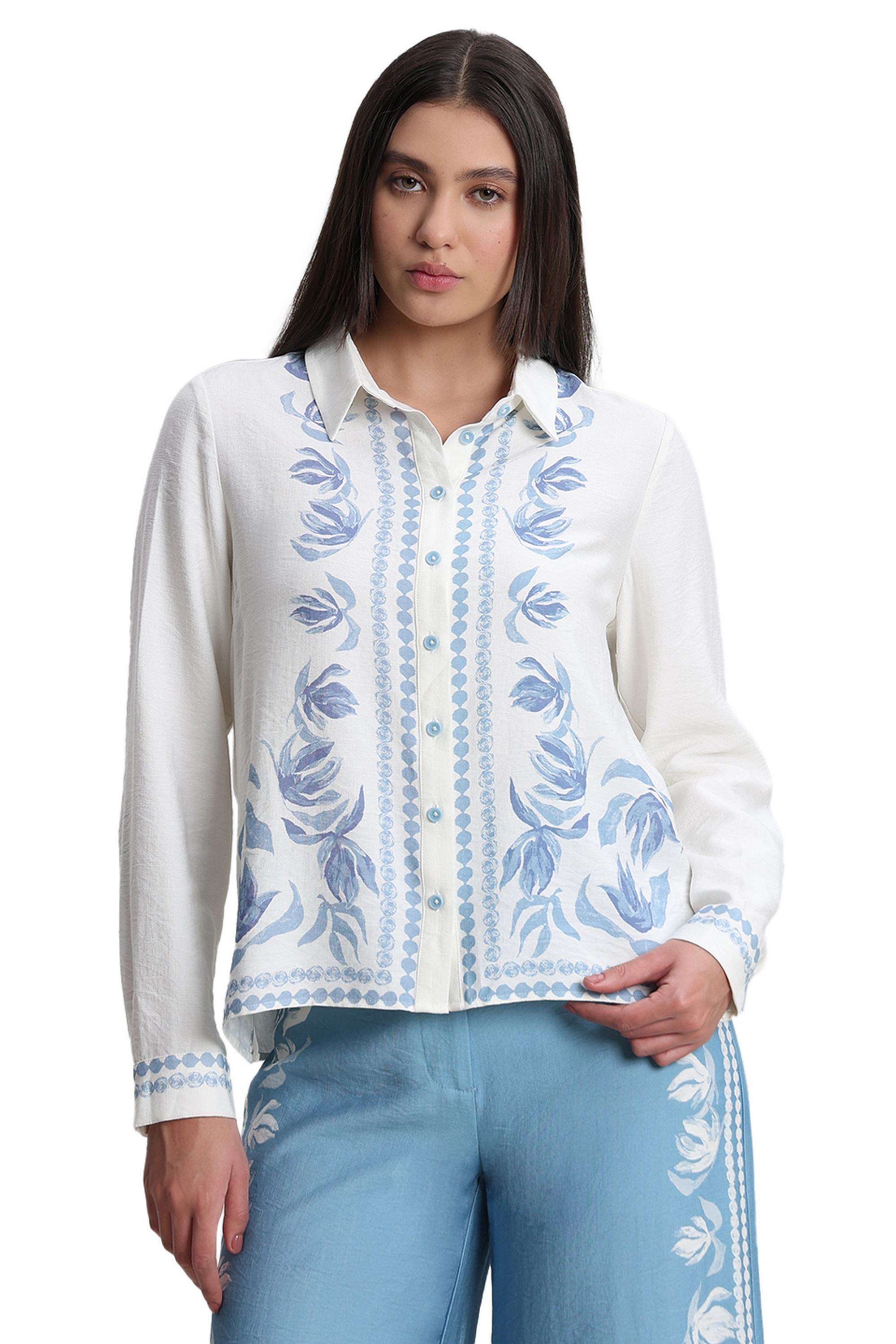 Printed-Rayon-V-Neck-Women-s-Shirt