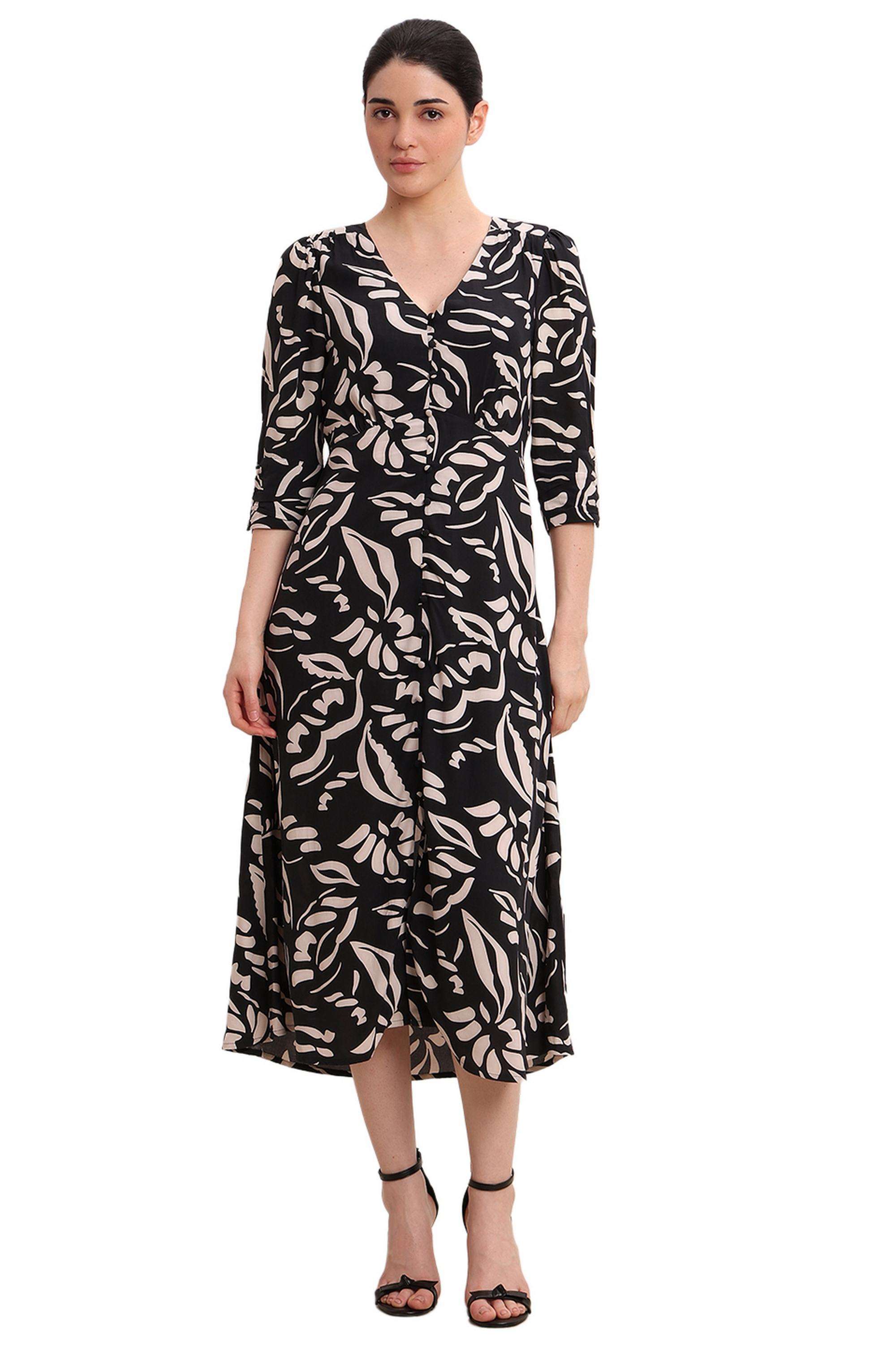 Printed-V-Neck-Viscose-Women-Dress