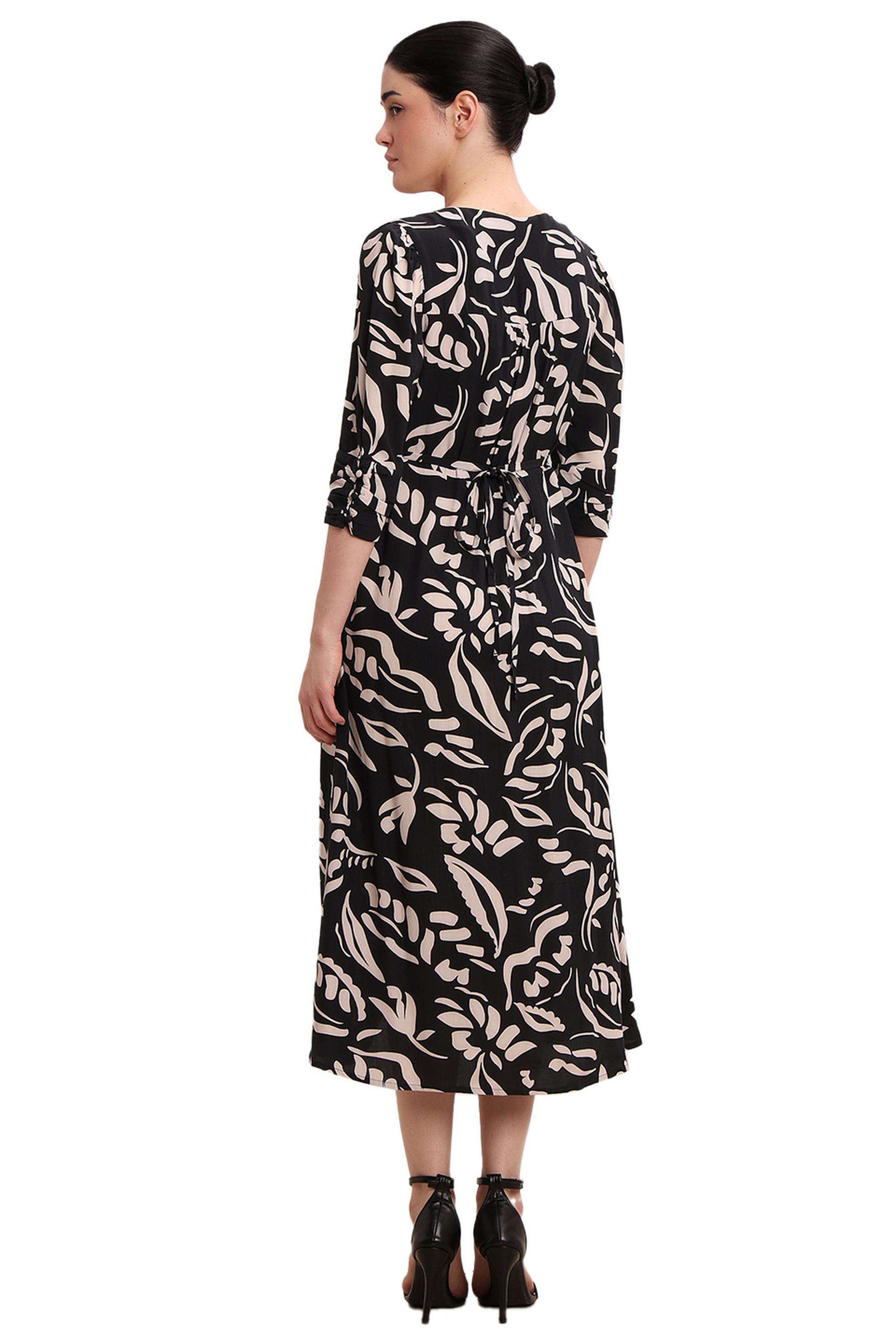 Printed-V-Neck-Viscose-Women-Dress