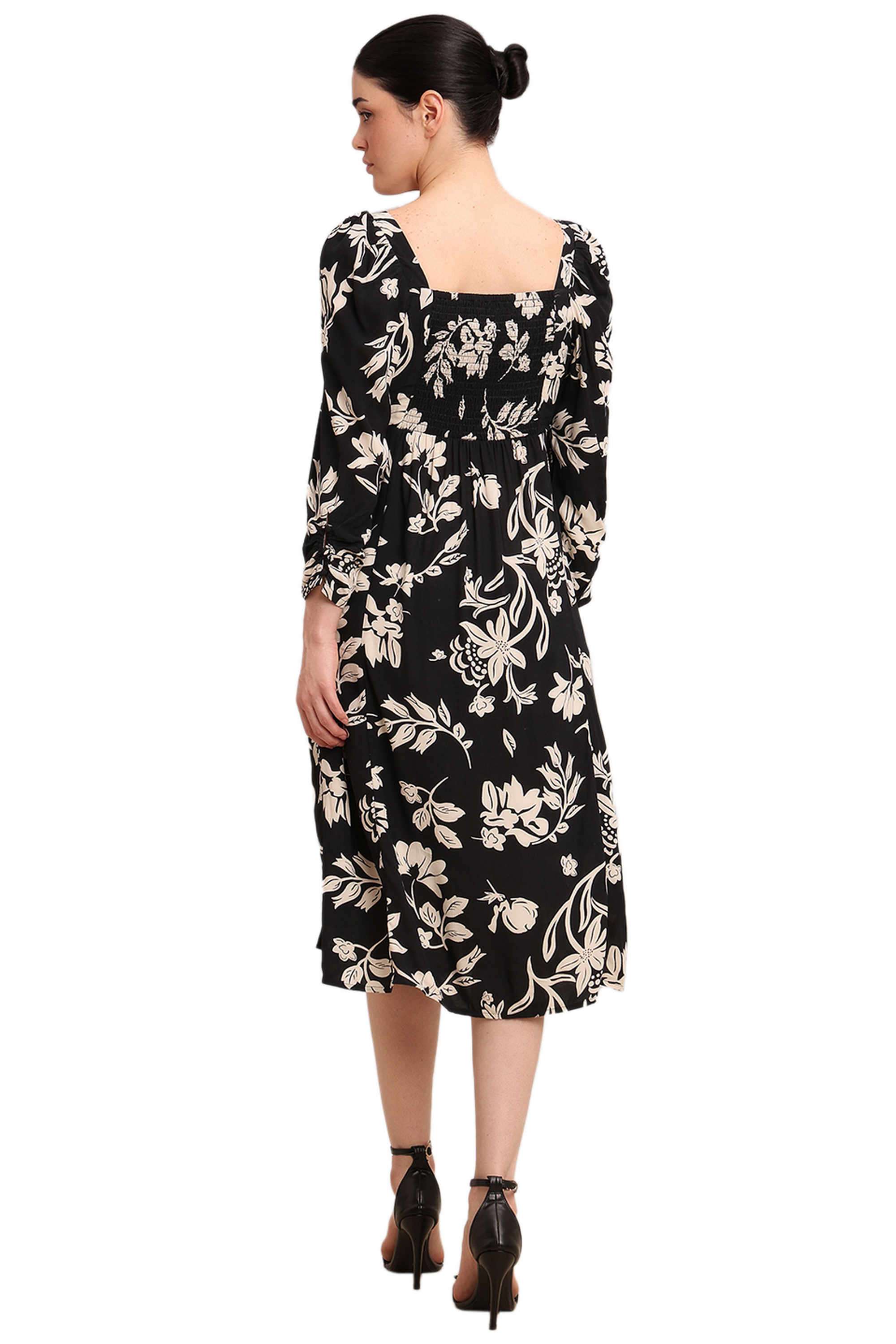 Printed-Viscose-V-Neck-Women-s-Dress