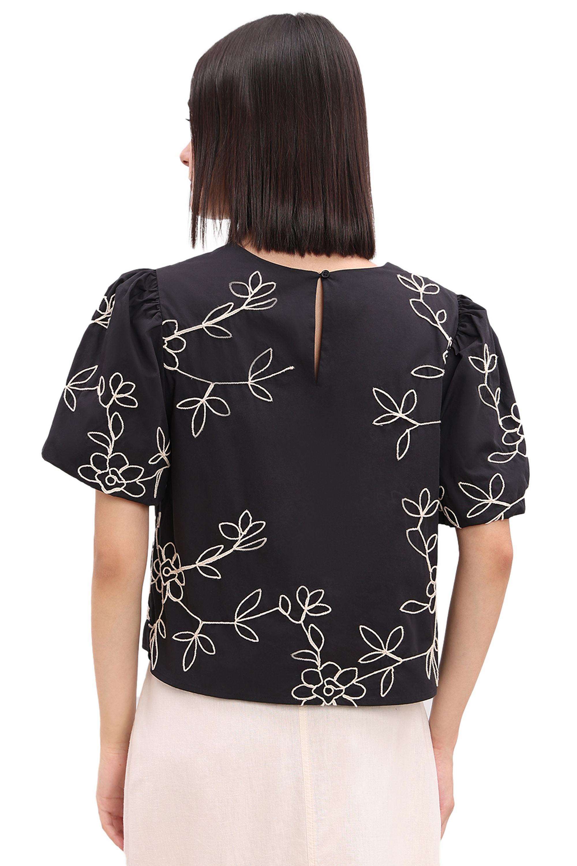 Solid-Cotton-Round-Neck-Women-s-Top