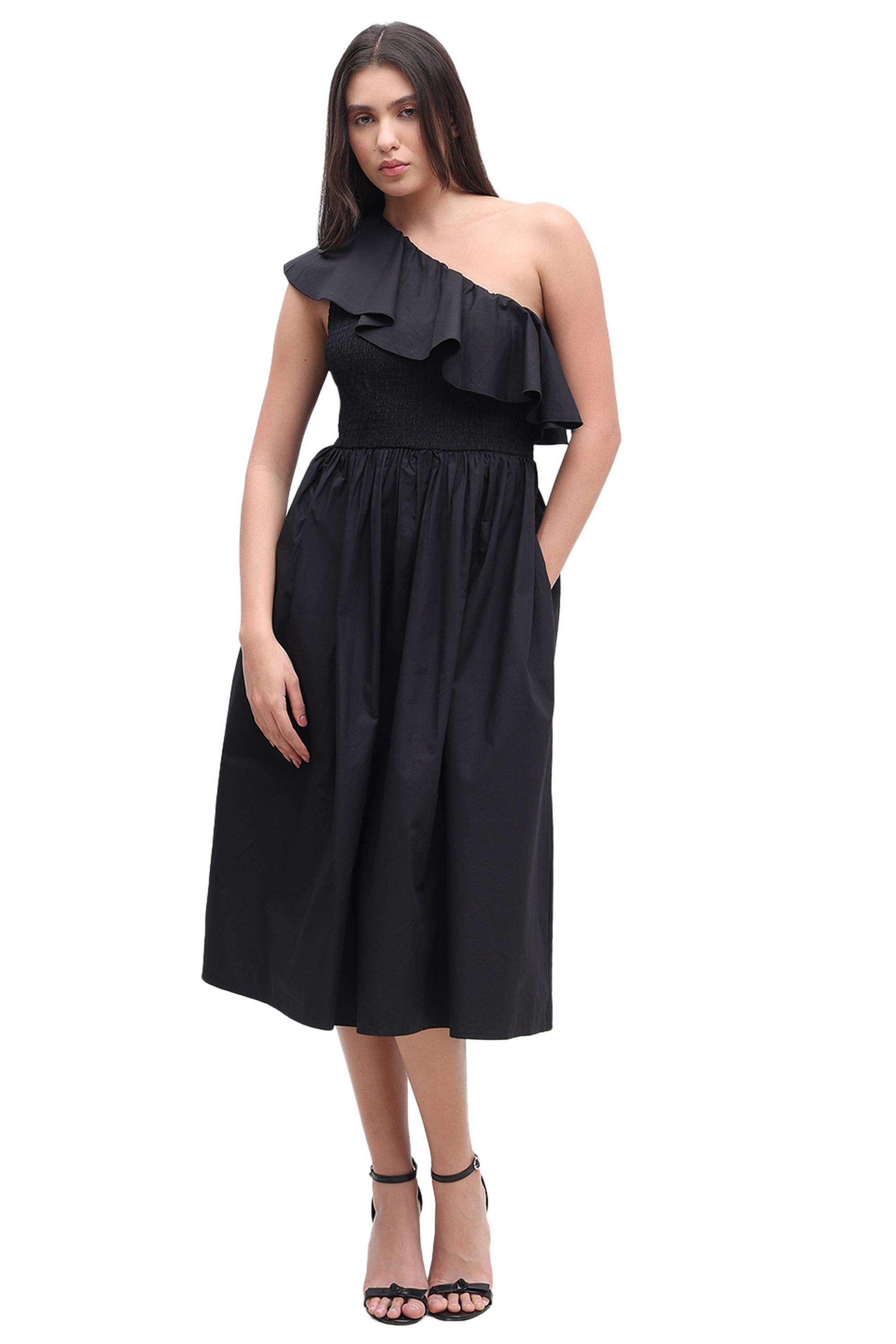 Solid-V-Neck-Cotton-Women-Dress