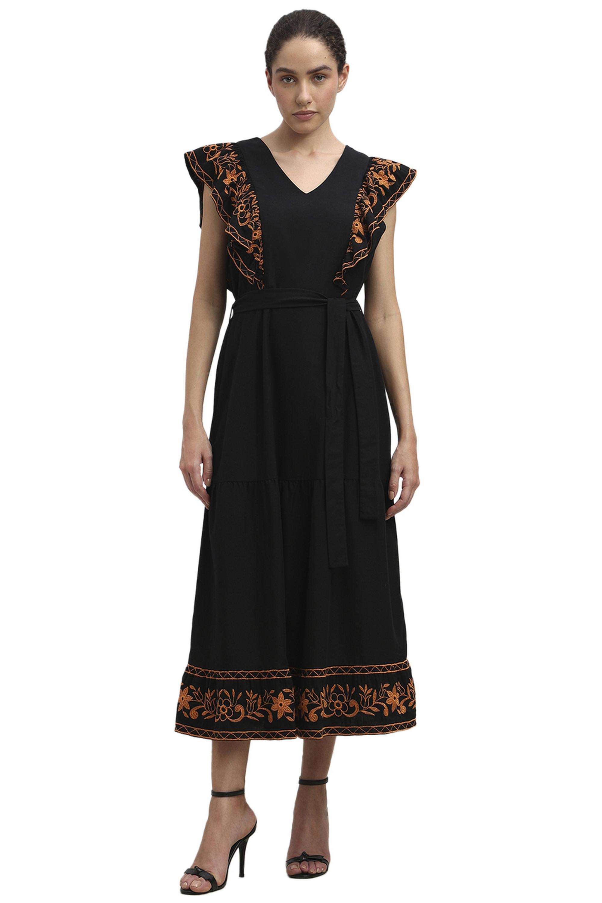 Solid-V-Neck-Viscose-Women-Dress