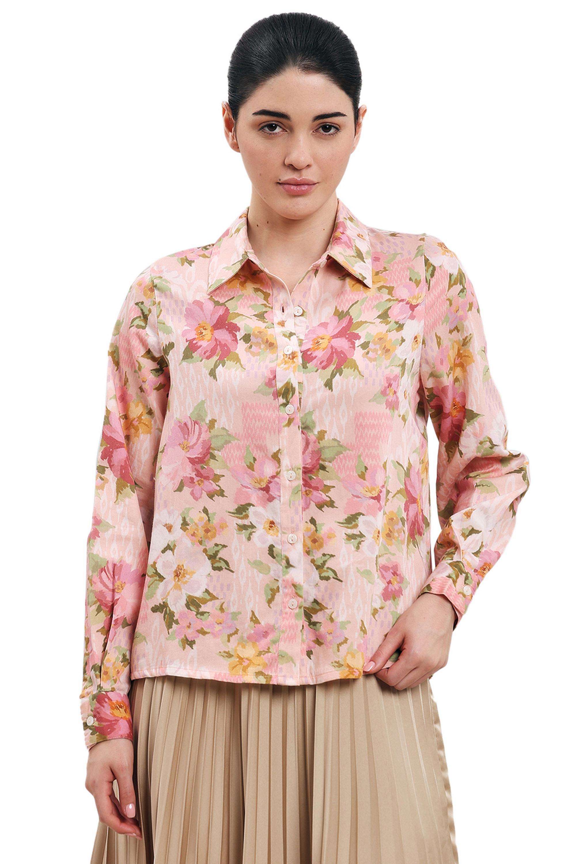 Printed-Cotton-V-Neck-Women-s-Shirt