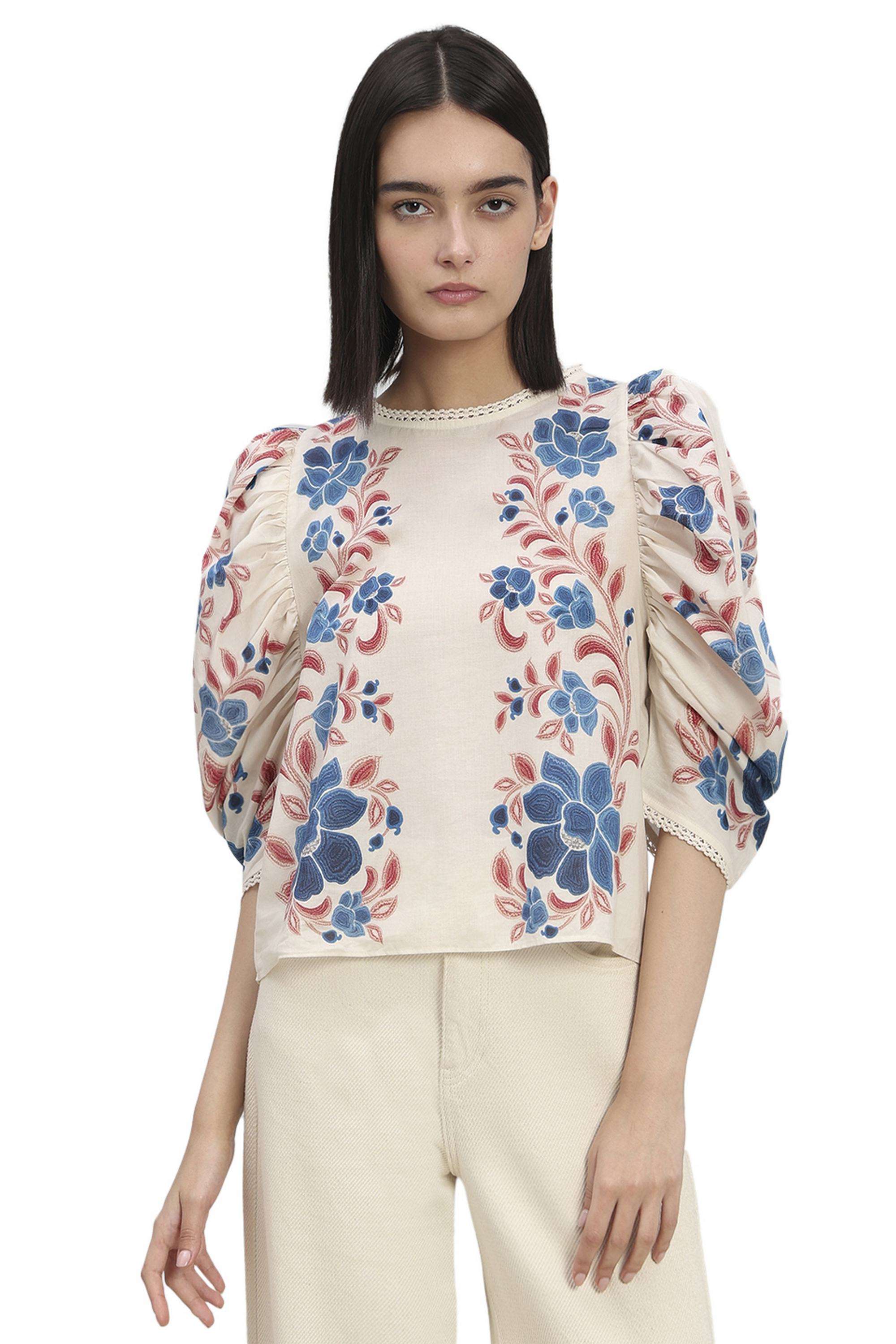 Solid-Cotton-Round-Neck-Women-s-Top
