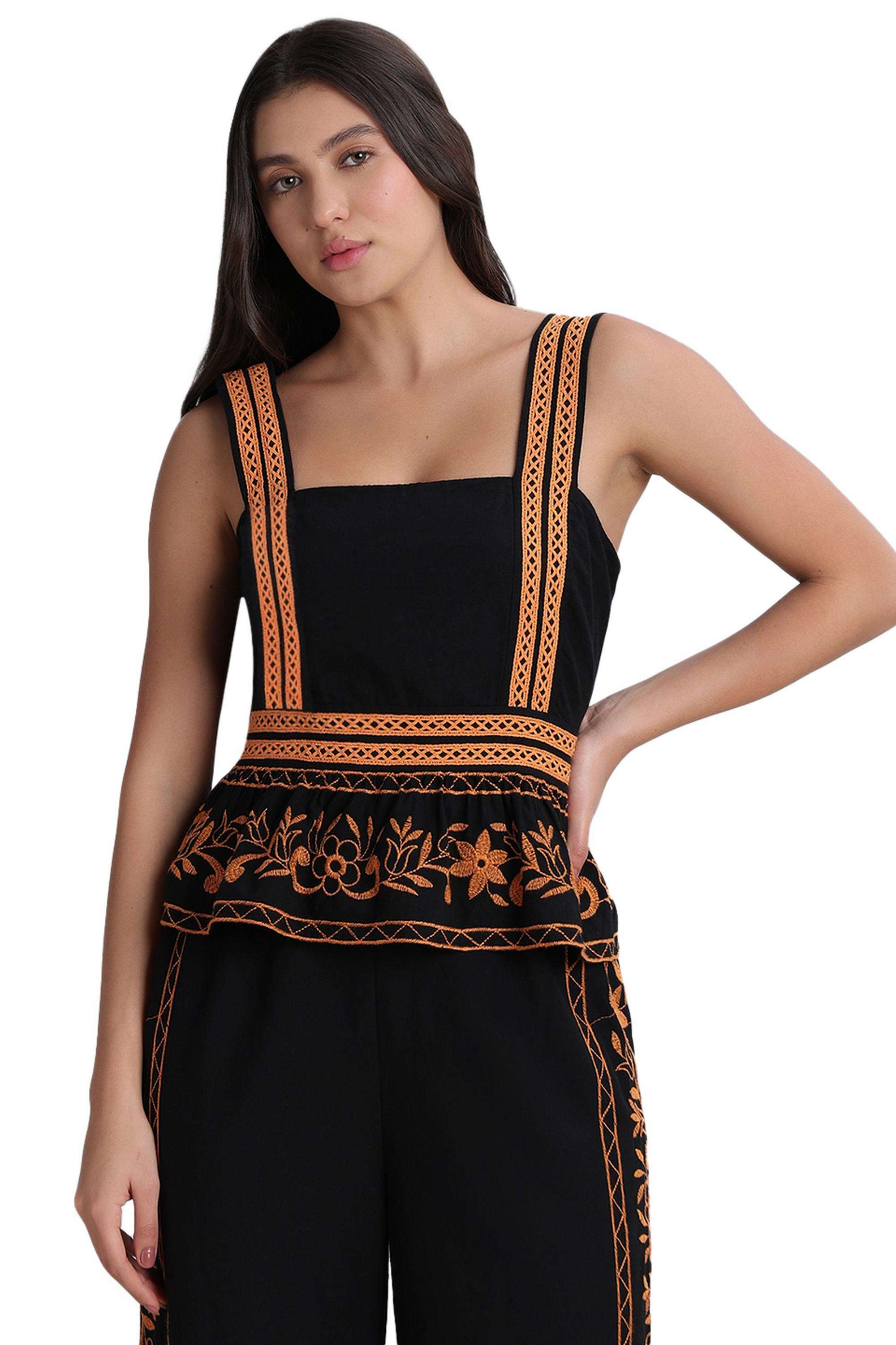 Solid-Cotton-Round-Neck-Women-s-Top