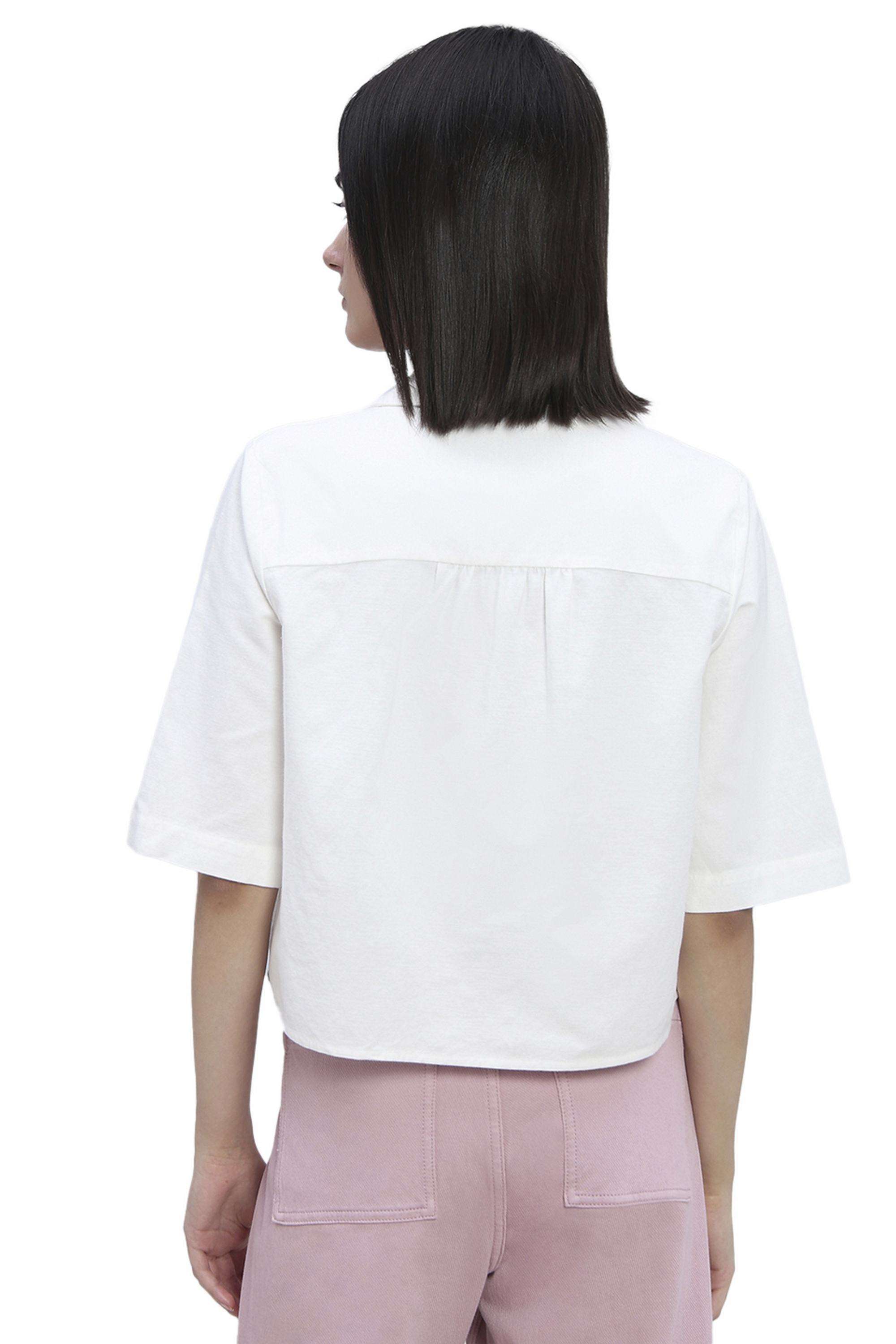 Solid-Cotton-V-Neck-Women-s-Shirt