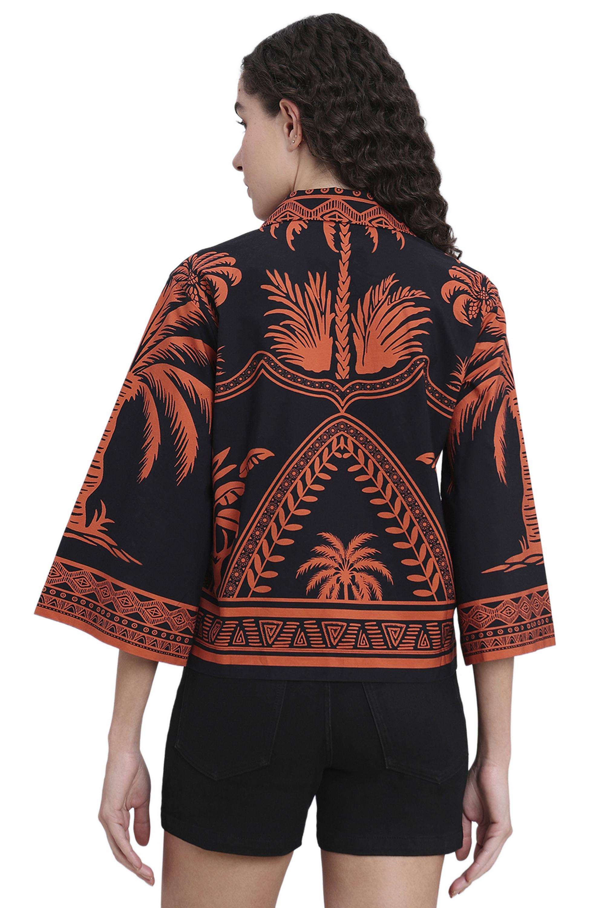 Printed-Cotton-V-Neck-Women-s-Shirt