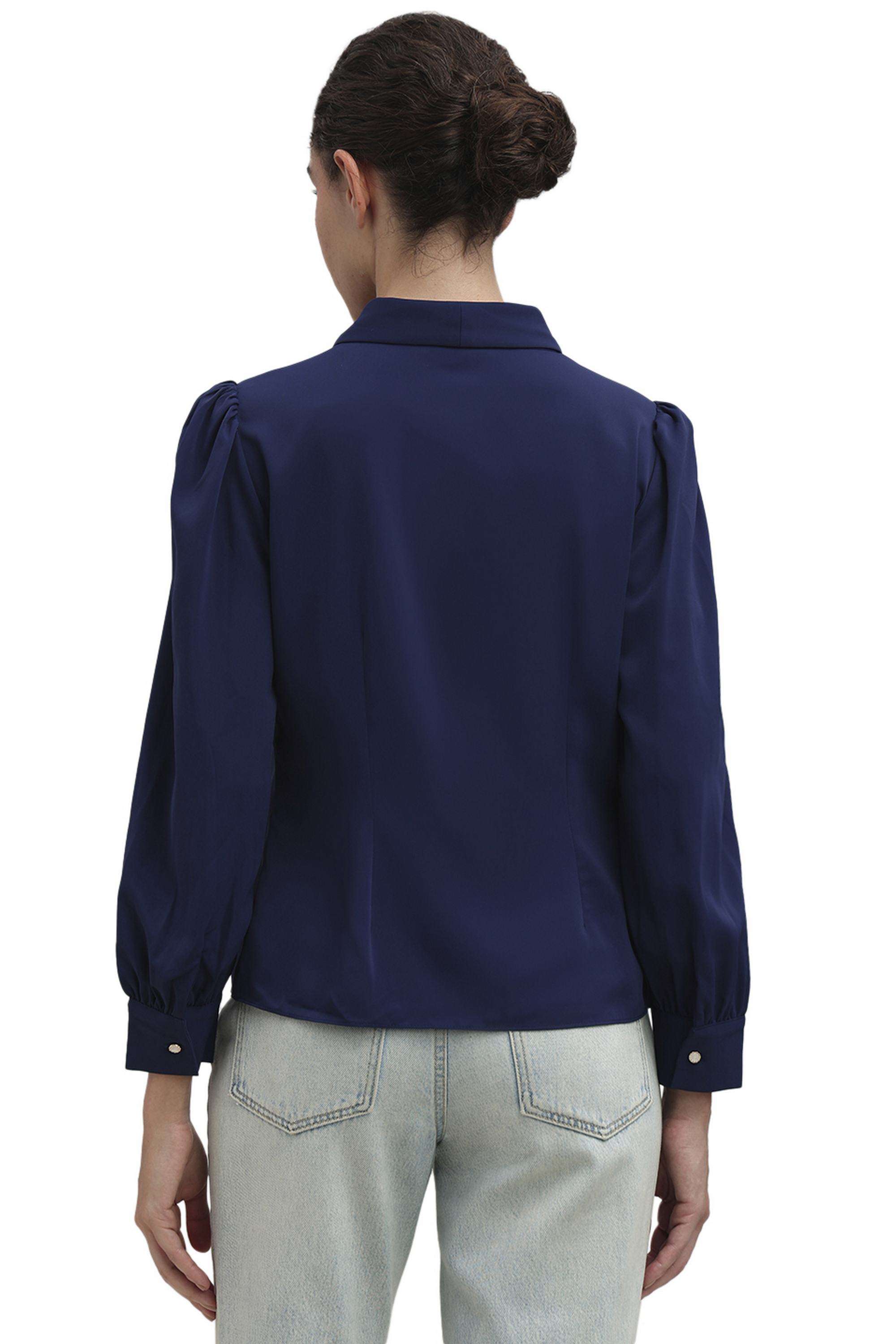 Solid-Polyester-V-Neck-Women-s-Shirt
