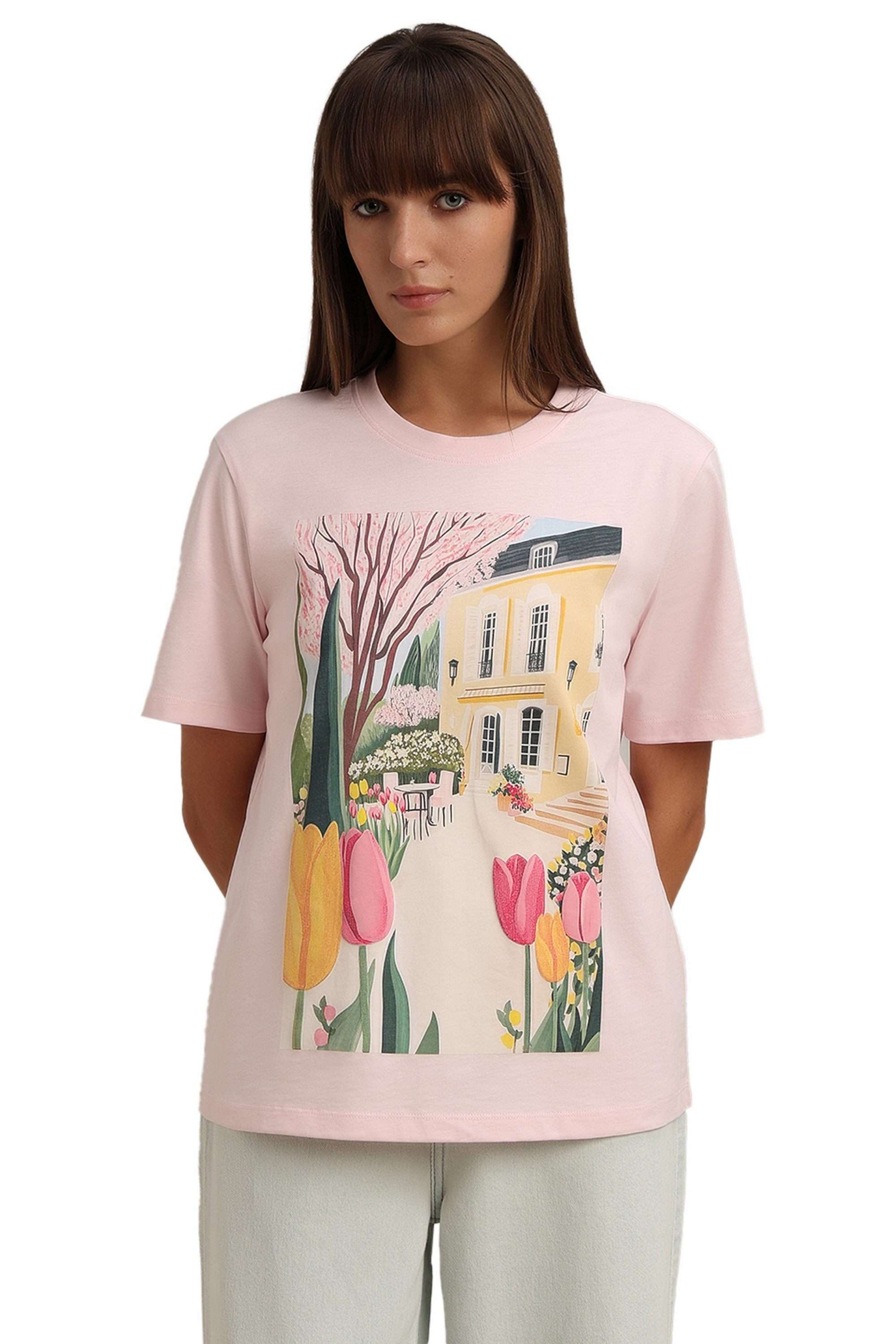 vero moda Printed Cotton Round Neck Women's T-Shirt-picture-29