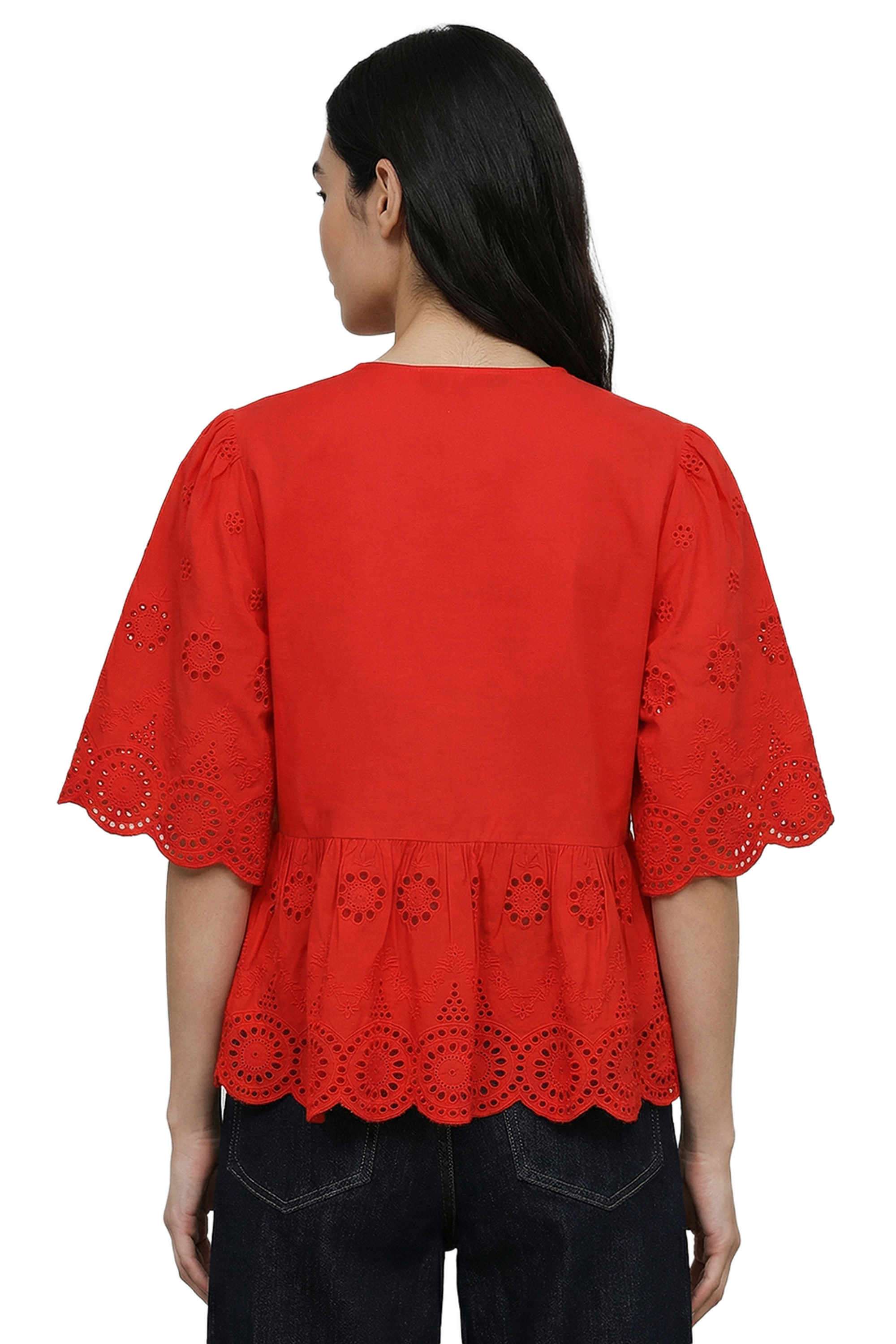 Solid-Cotton-V-Neck-Women-s-Top