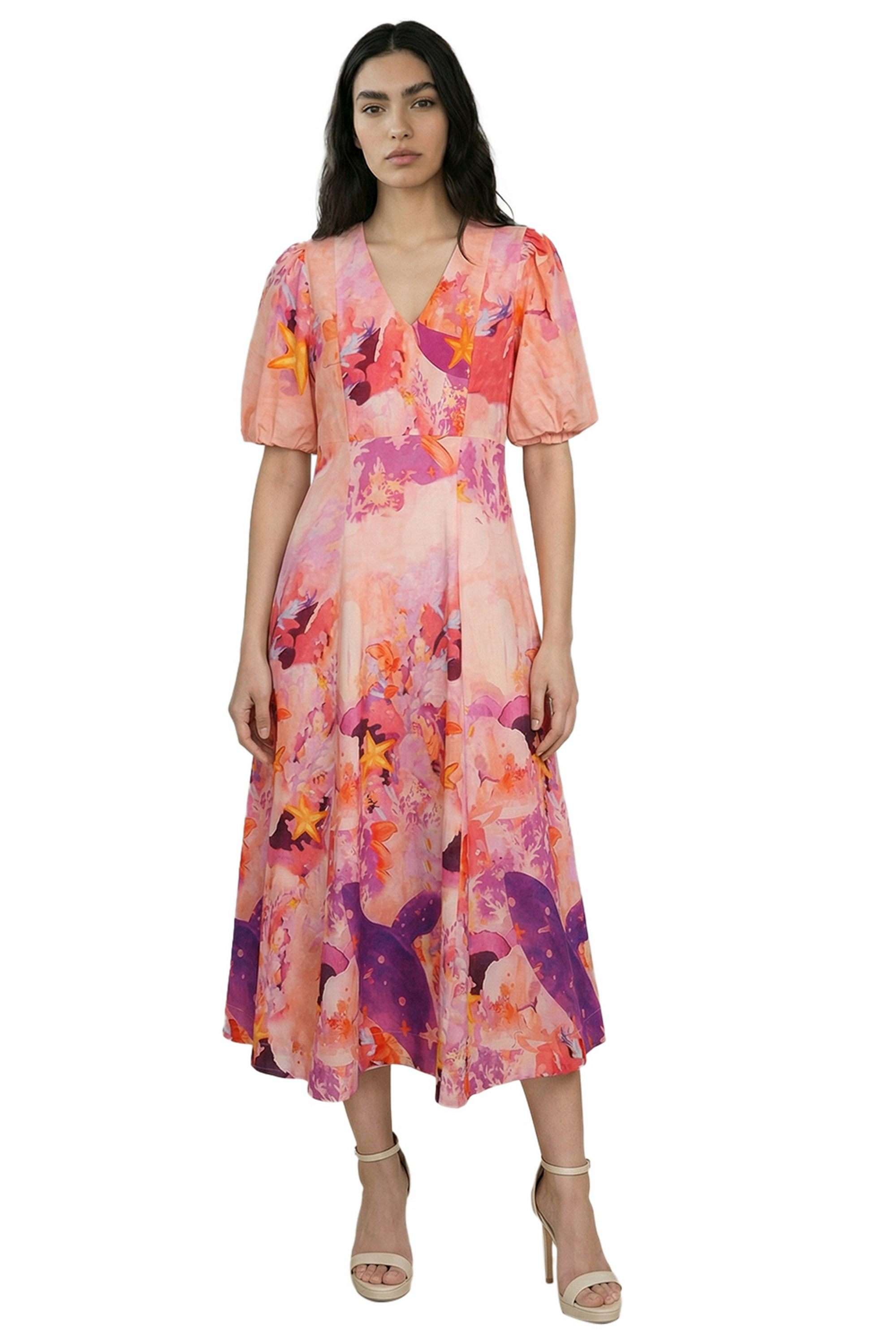 vero moda Printed Cotton V-Neck Women's Dress-picture-26