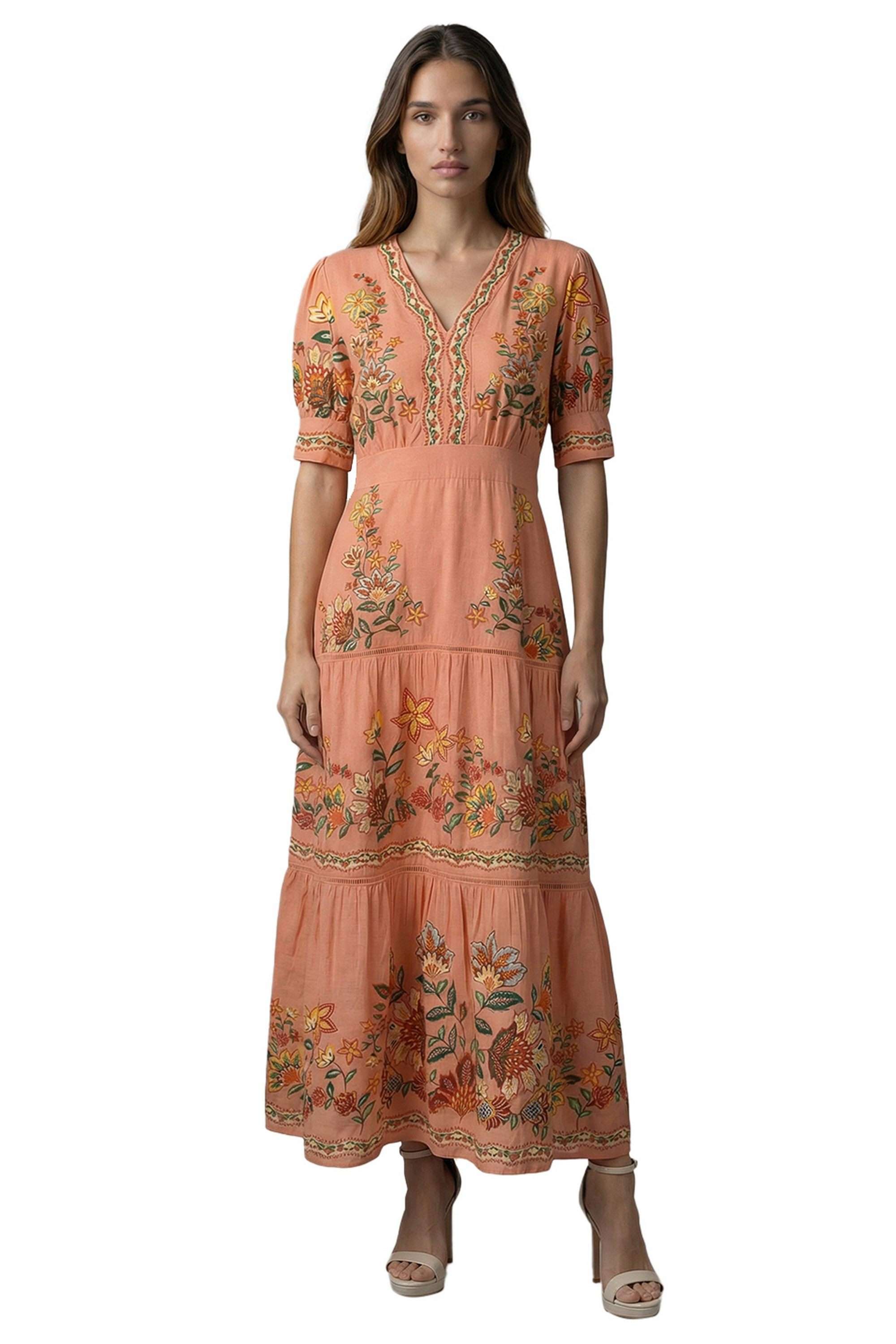 vero moda Printed Cotton V-Neck Women's Dress-picture-39