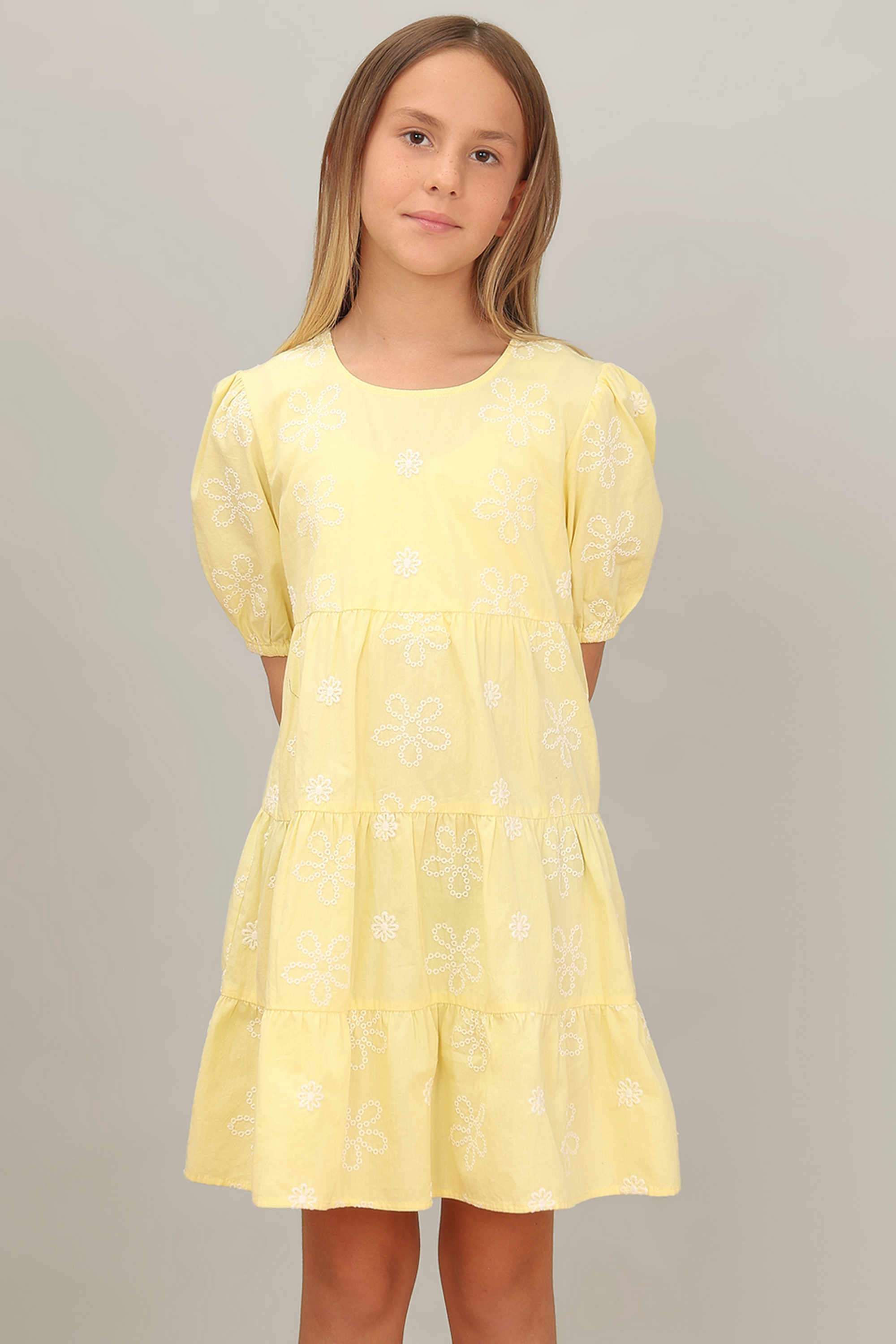 Embroidered-Round-Neck-Girls-Casual-Wear-Dress