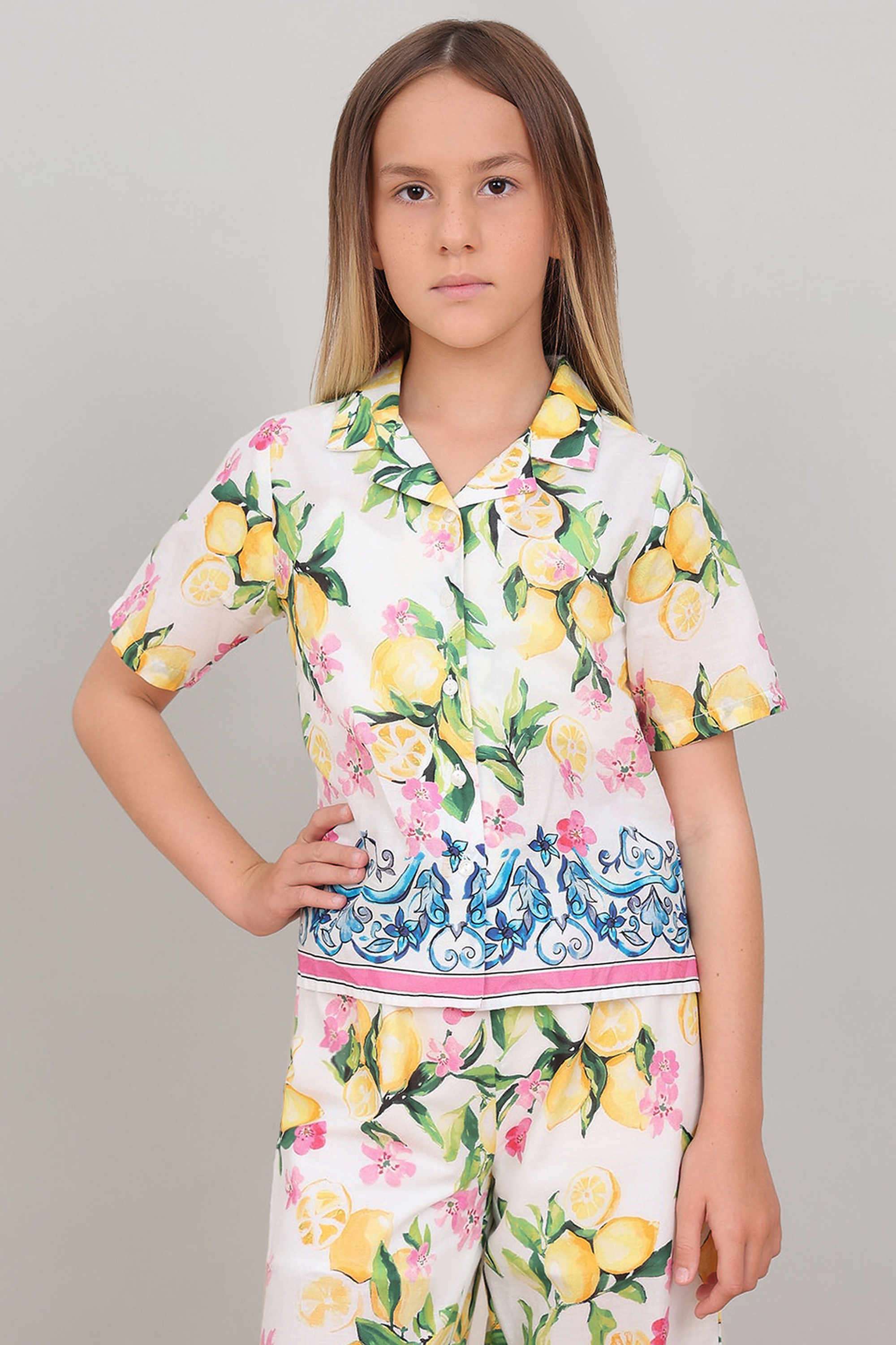 Floral-Blended-Fabric-Girls-Shirt