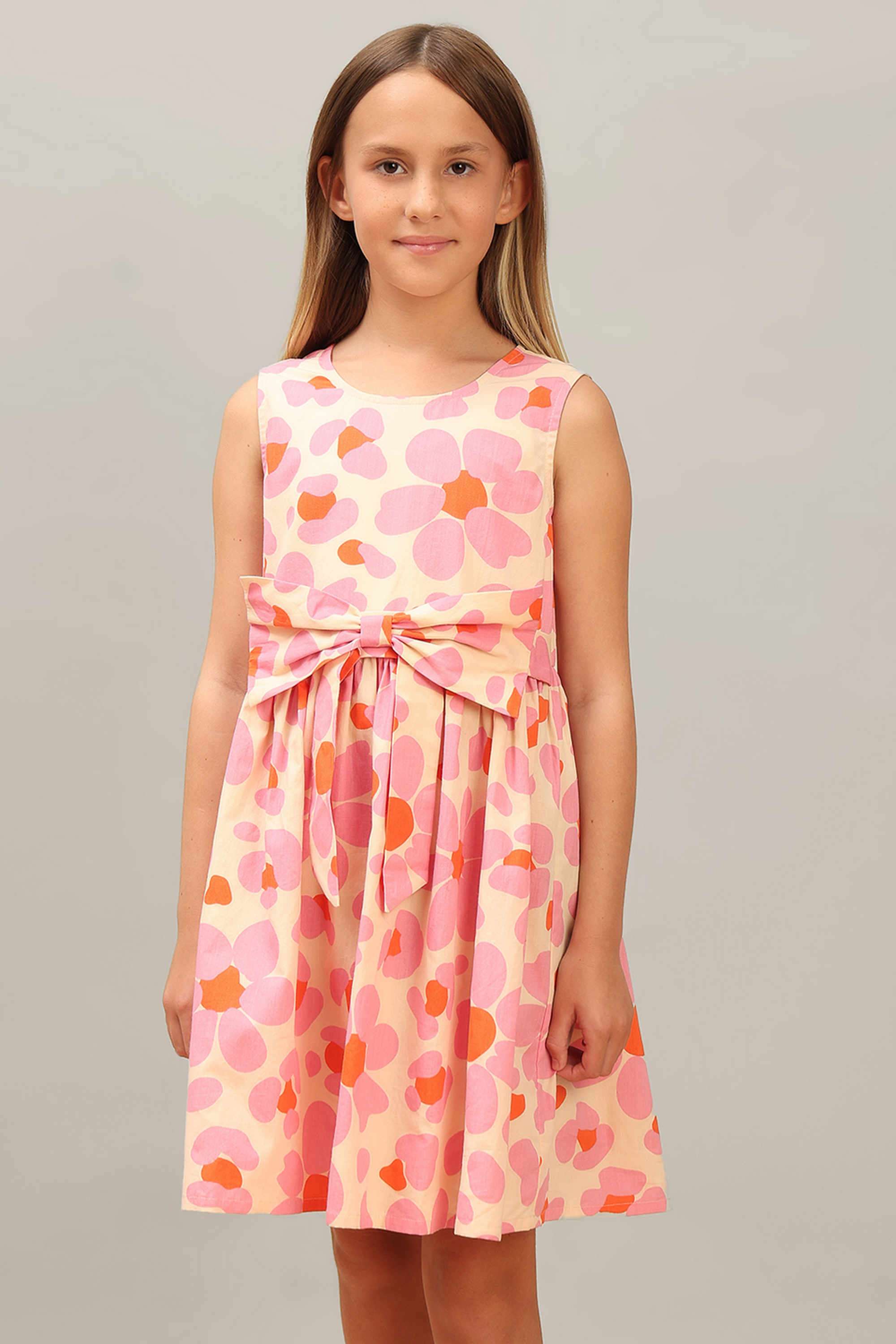 Floral-Round-Neck-Girls-Casual-Wear-Dress