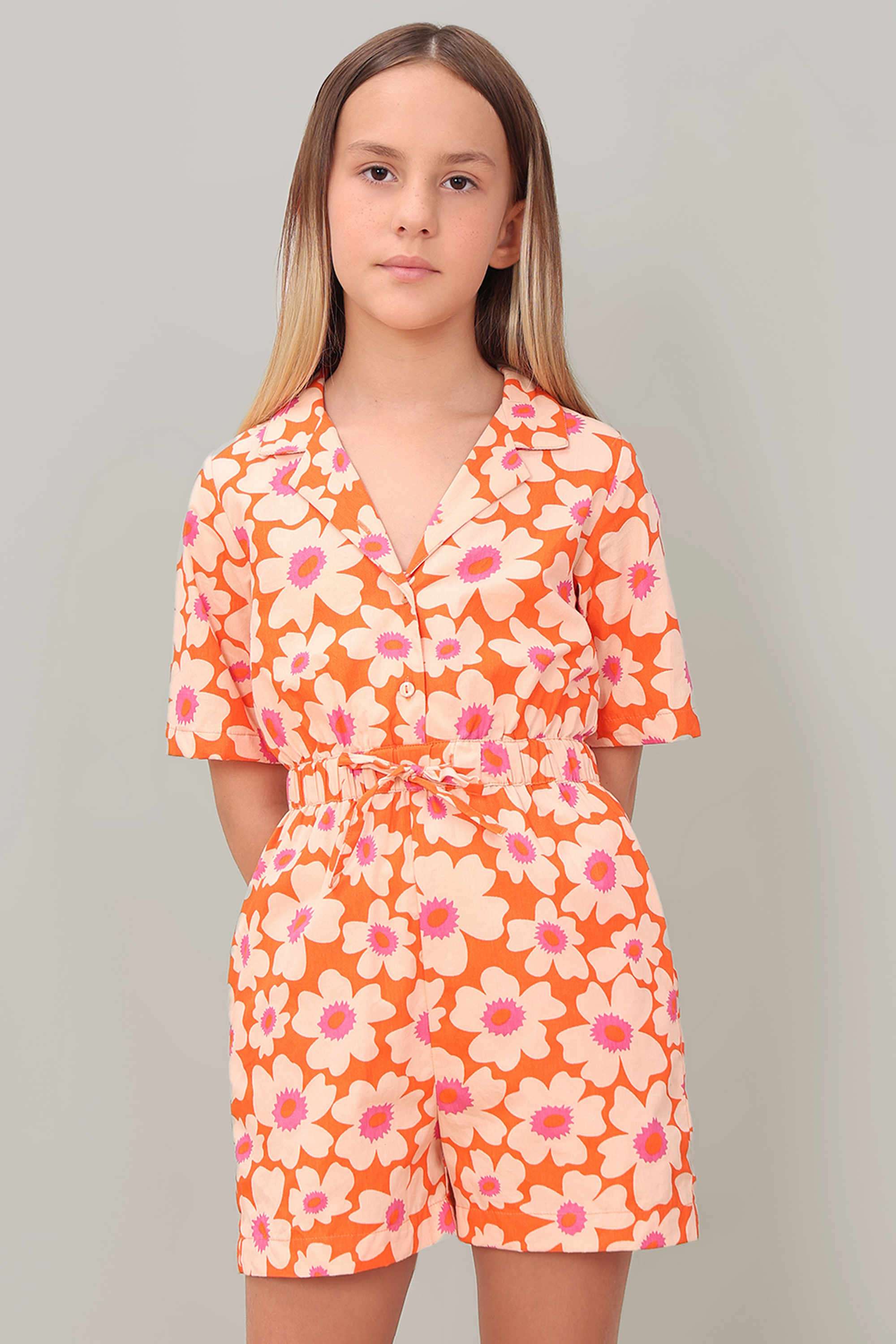 Floral-Round-Neck-Girls-Casual-Wear-Jumpsuit