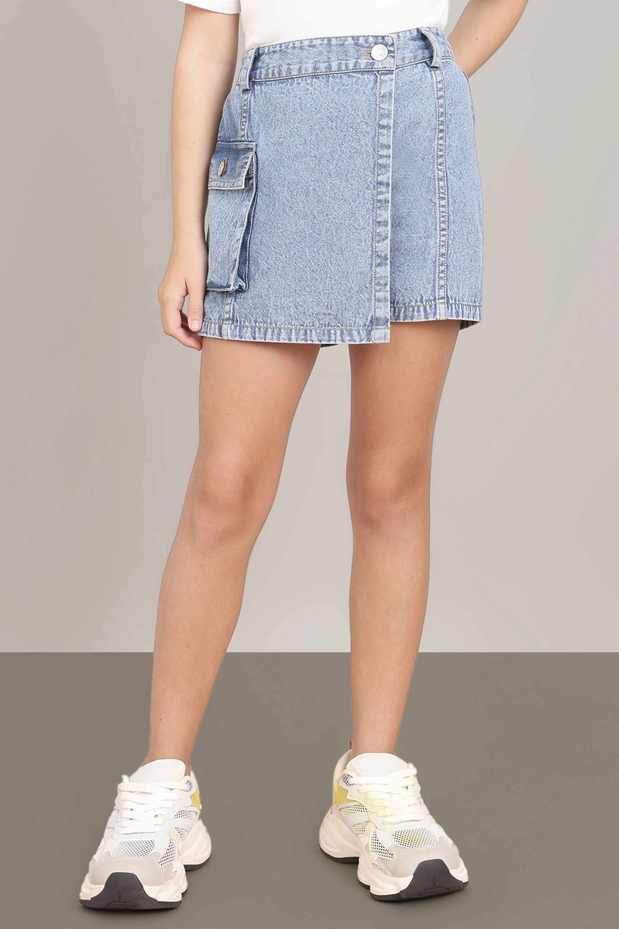 Solid-Regular-Fit-Girls-Shorts