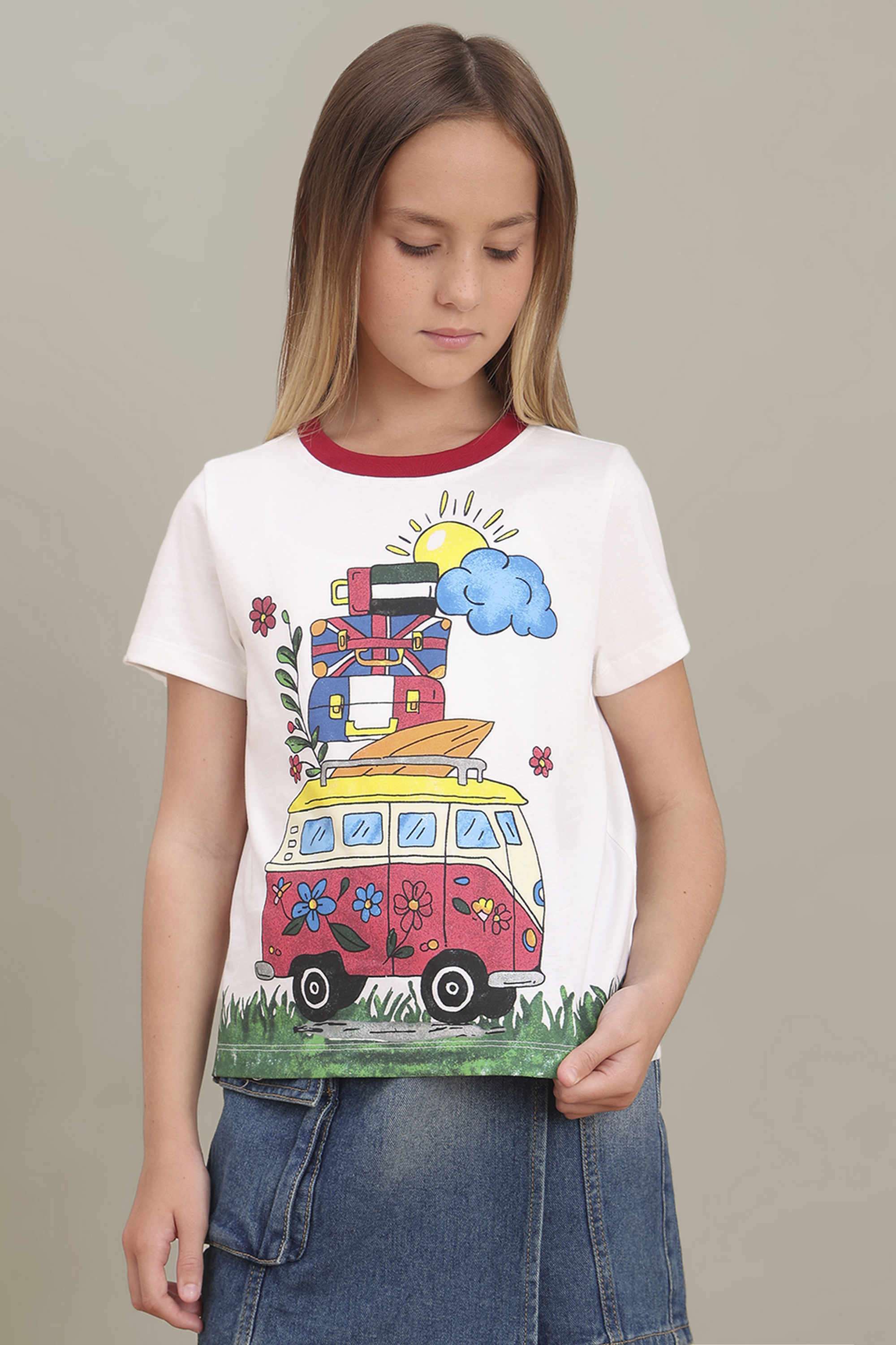Printed-Round-Neck-Girls-T-Shirt