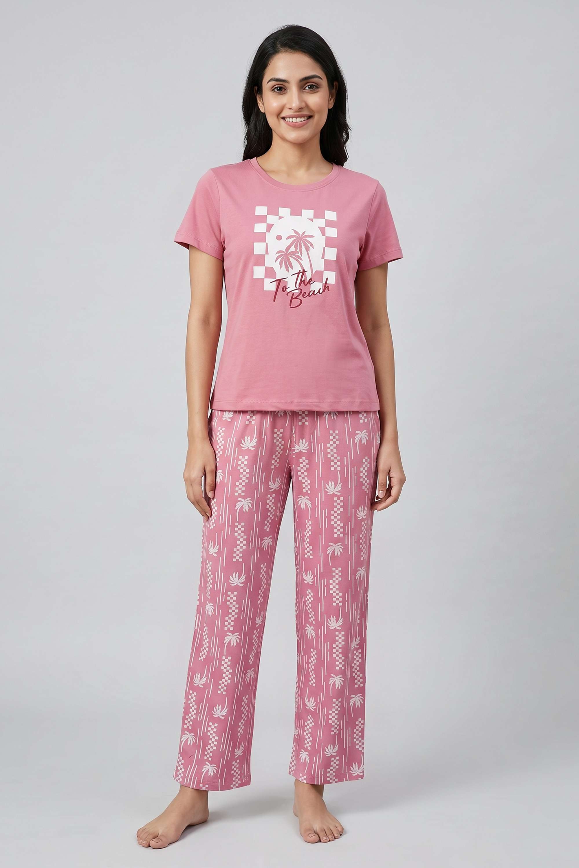Printed Round Neck Ankle Length Cotton Women Co-Ord Set-image-7