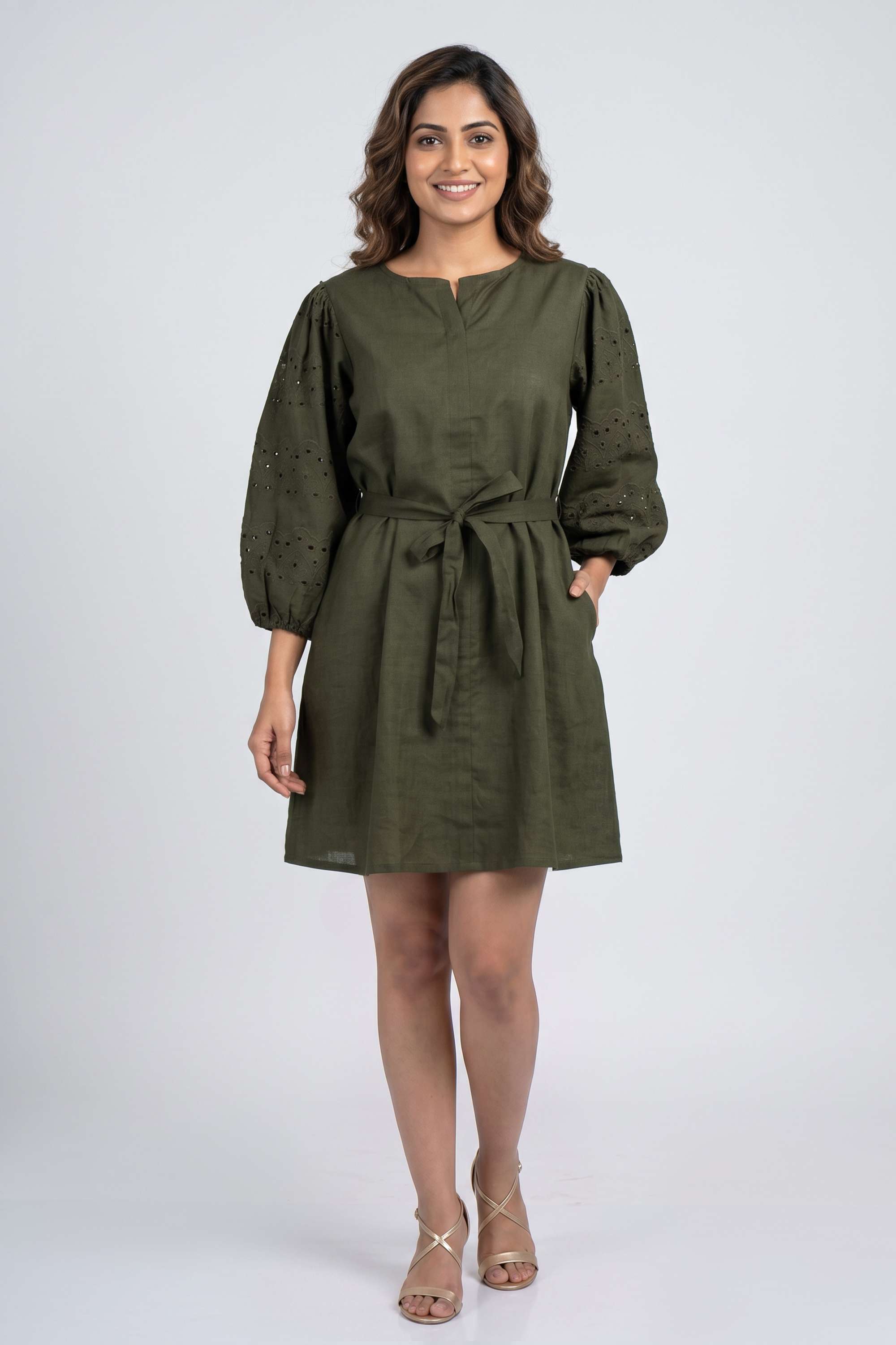 intune Embroidered Round Neck Cotton Women Dress-picture-23