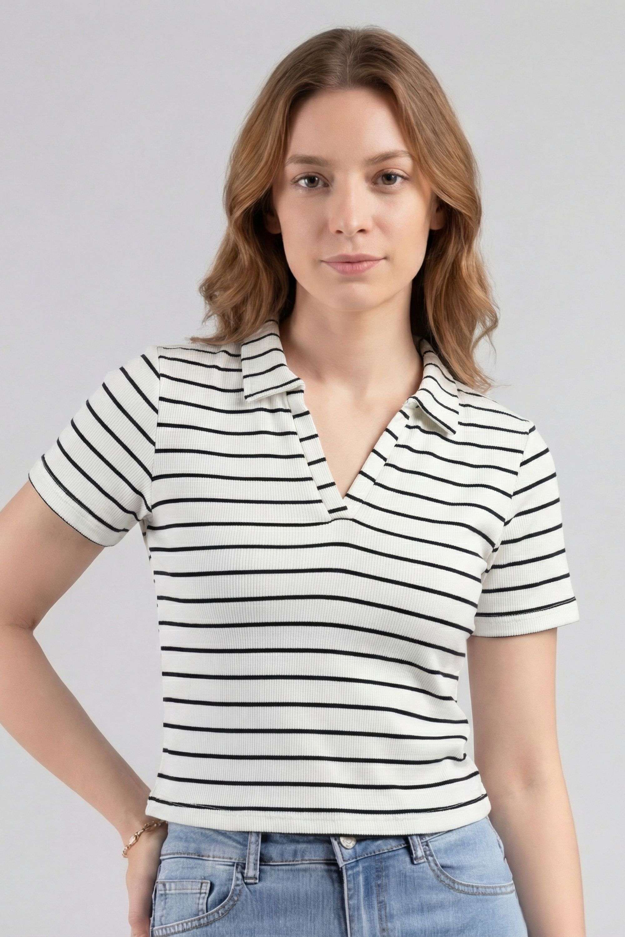 intune Stripes Viscose Regular Fit Women Top-picture-19