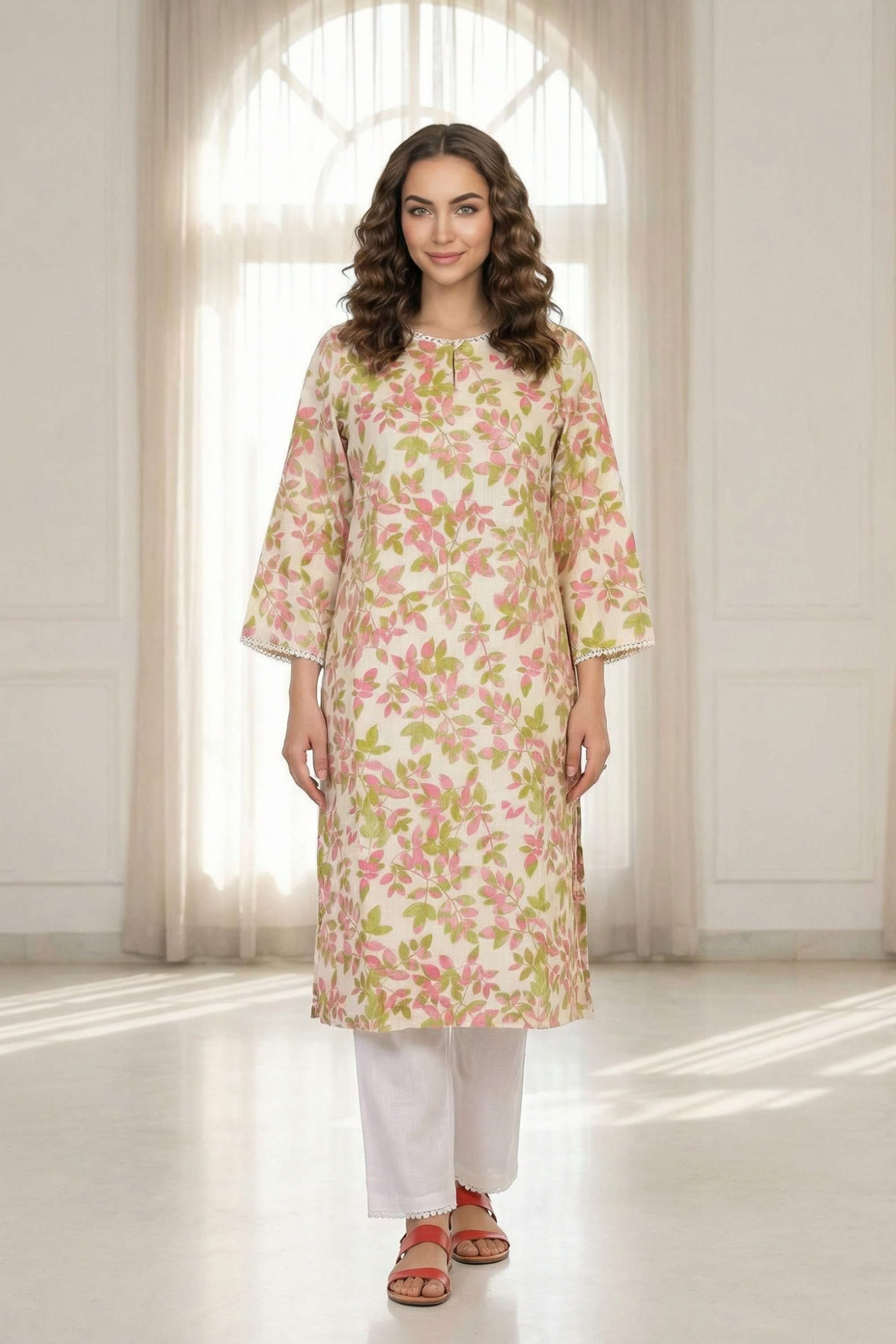 Printed-Blended-Fabric-Women-s-Festive-Wear-Kurta