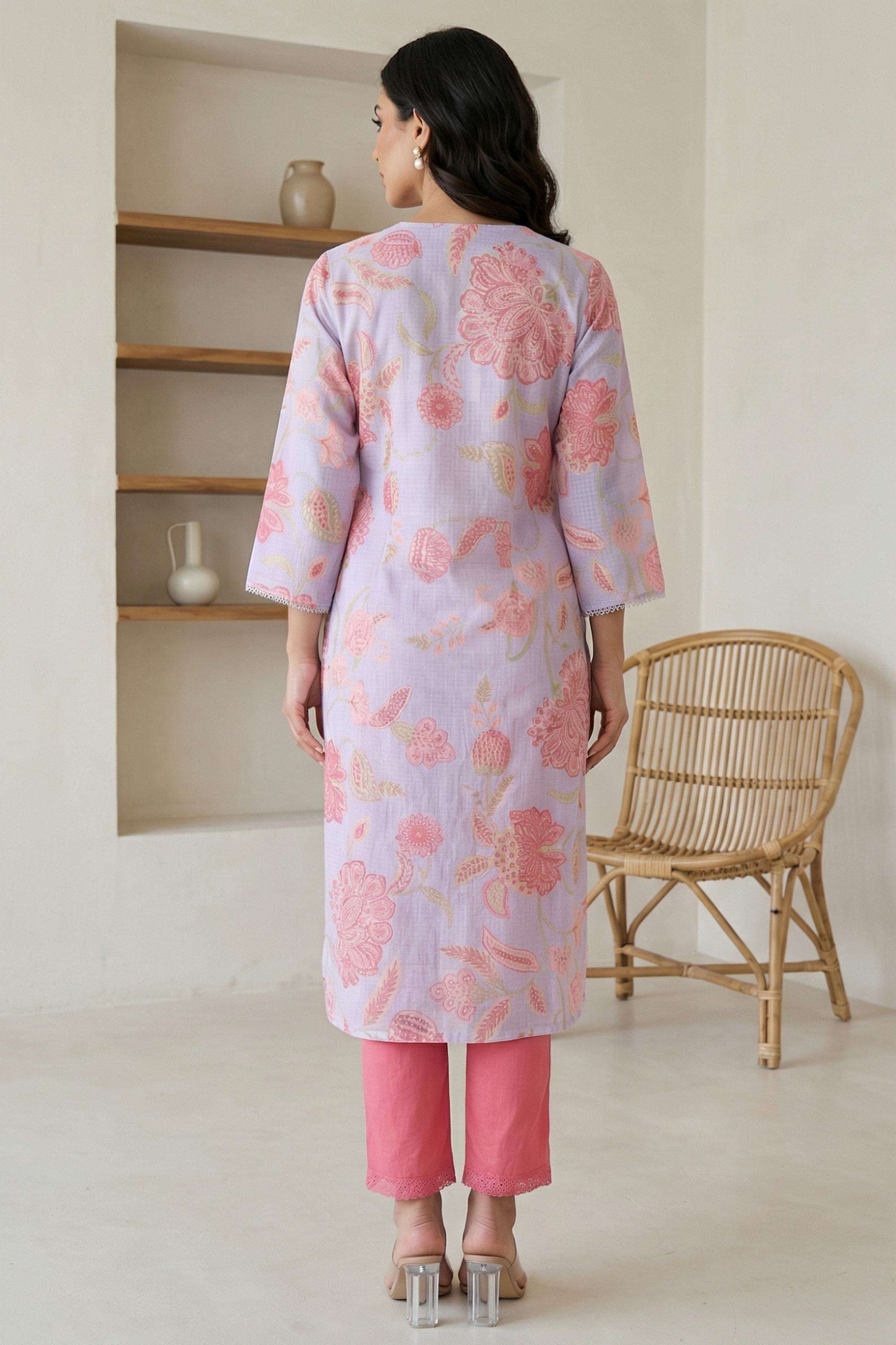 Floral-Blended-Fabric-Women-s-Casual-Wear-Kurta