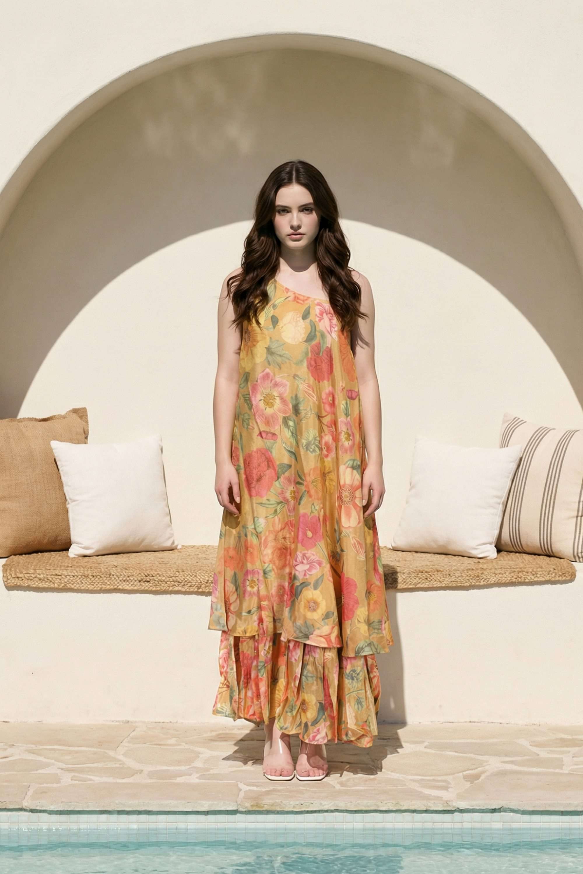 Floral-One-Shoulder-Blended-Fabric-Women-Dress