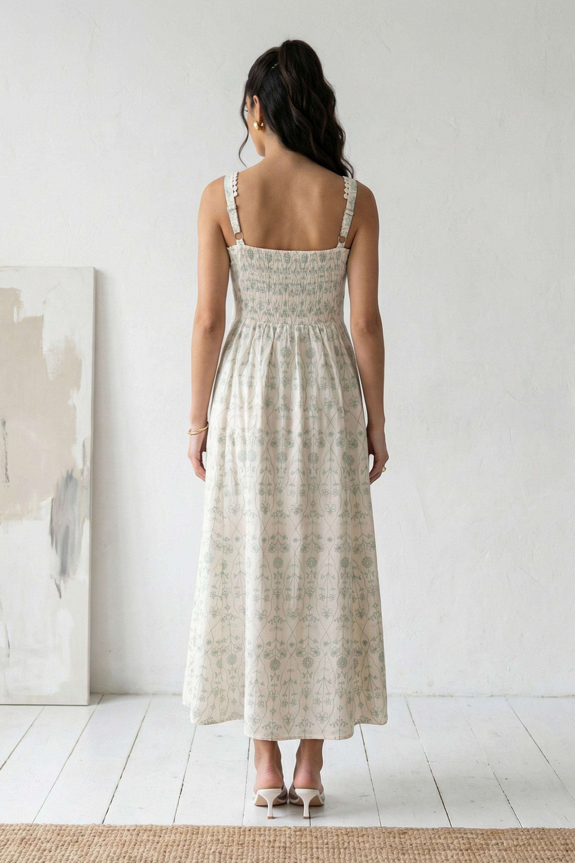 Floral-Blended-Fabric-Square-Neck-Women-s-Top