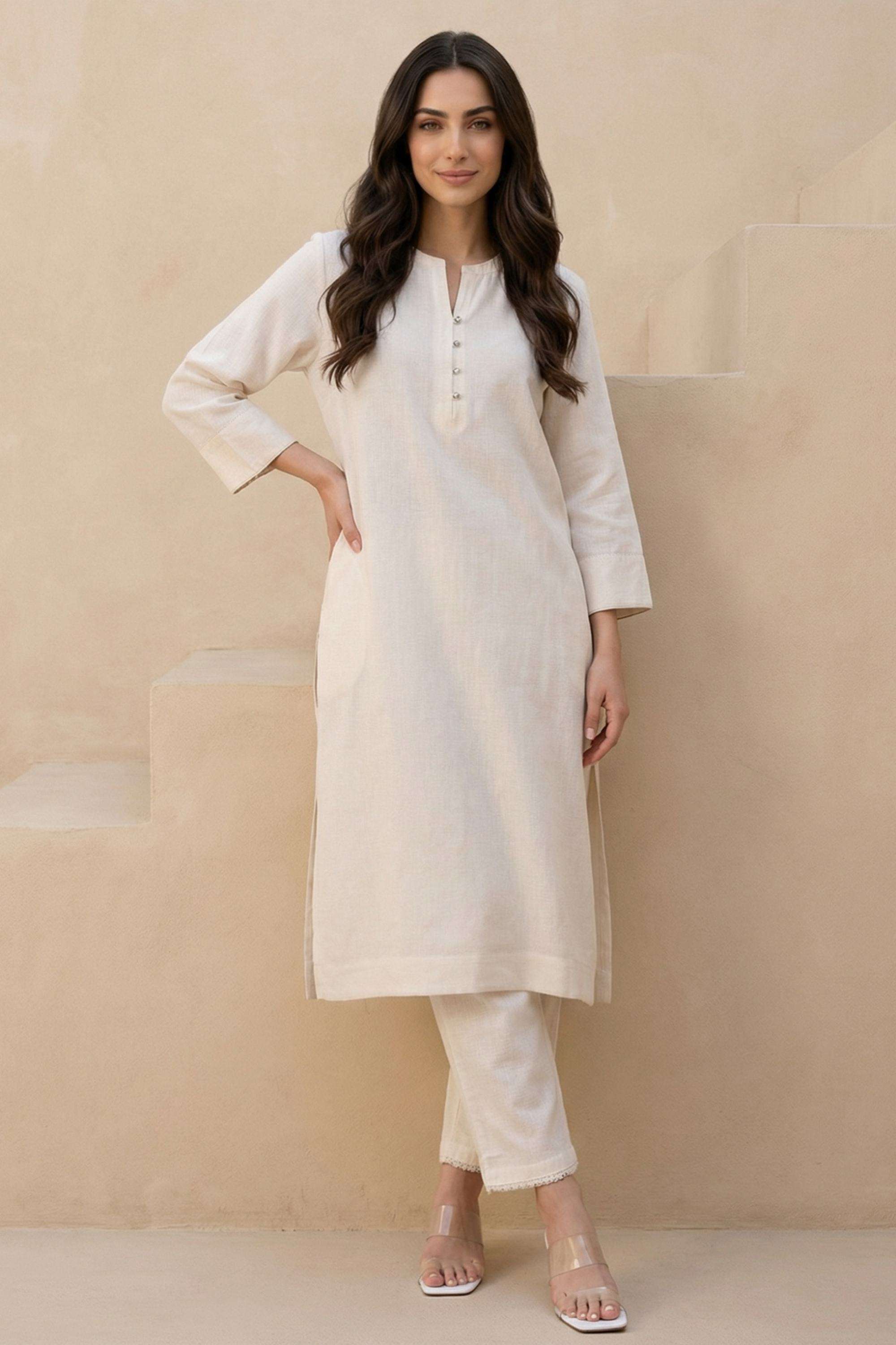 Solid-Blended-Fabric-Women-s-Festive-Wear-Kurta