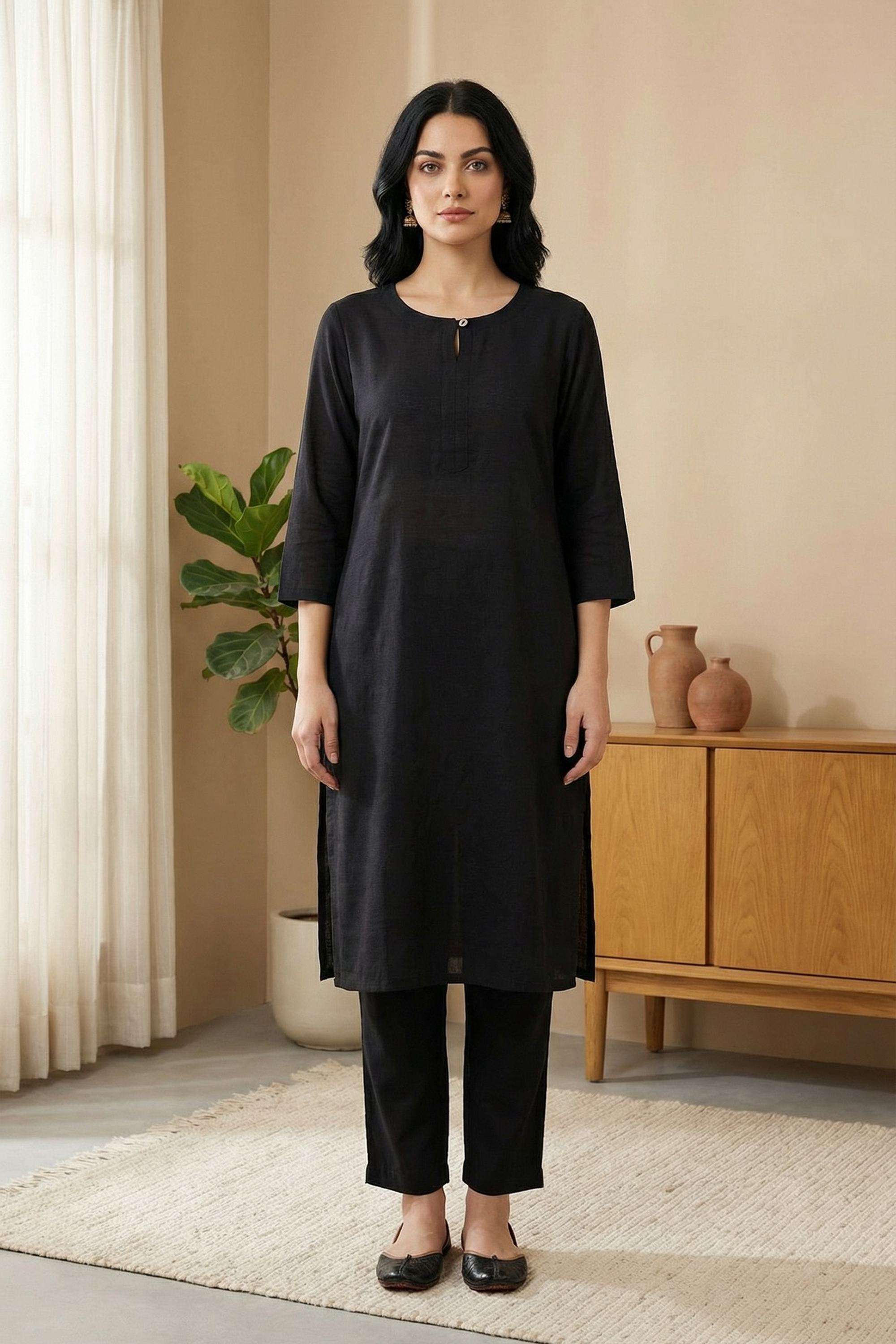 Solid-Blended-Fabric-Women-s-Festive-Wear-Kurta