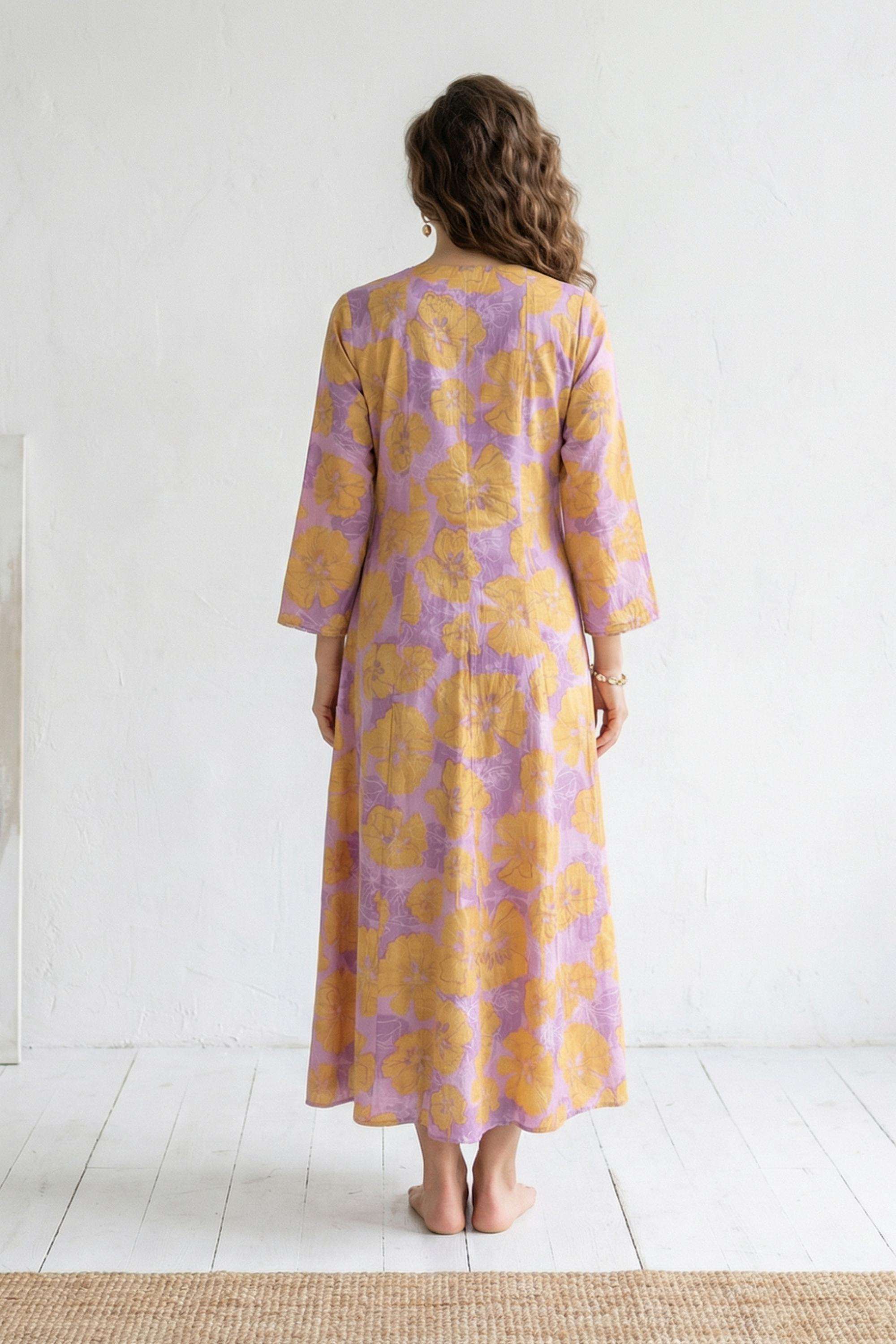 Floral-Blended-Fabric-V-Neck-Women-s-Top