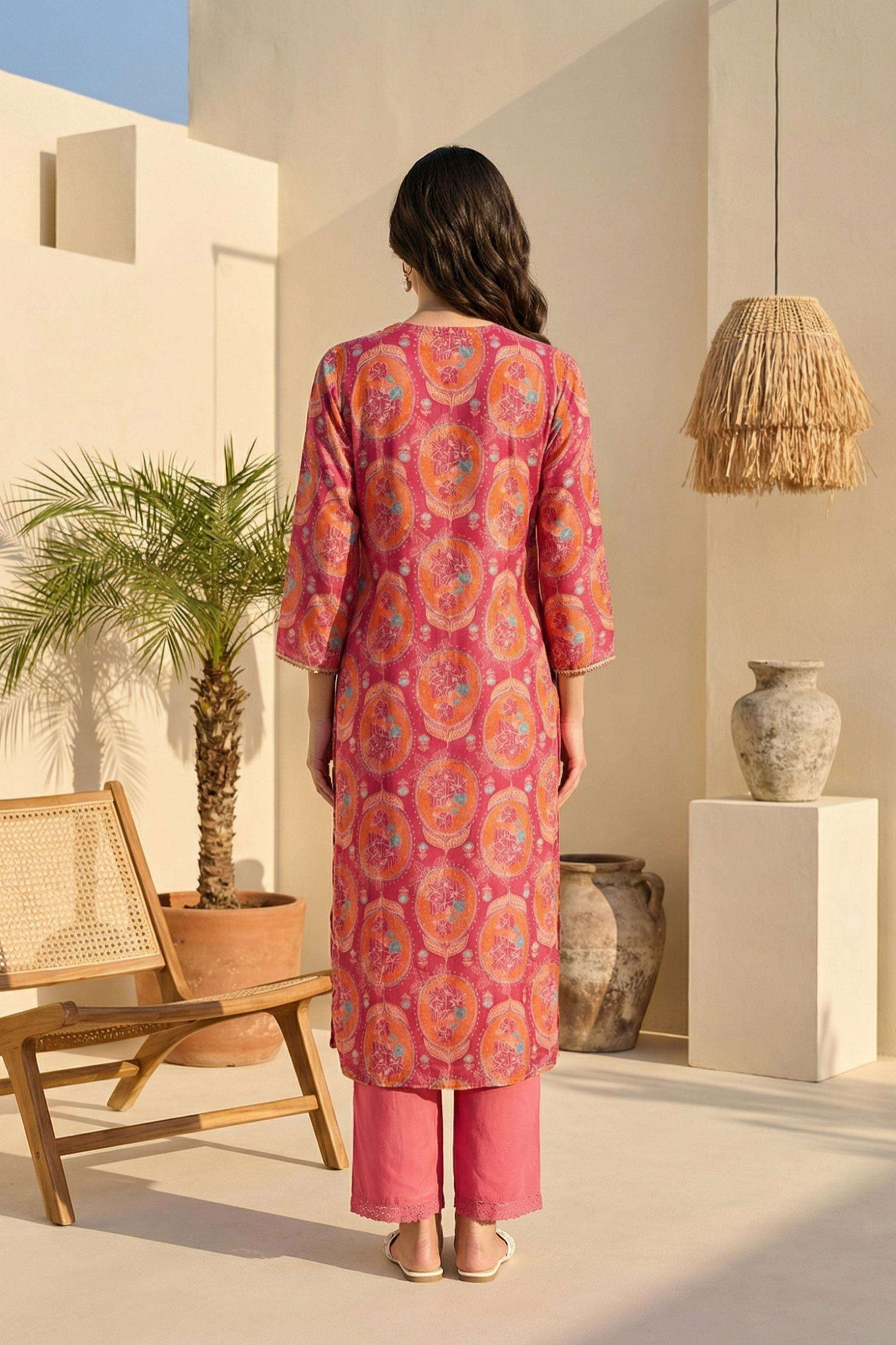 Floral-Blended-Fabric-Round-Neck-Women-s-Top
