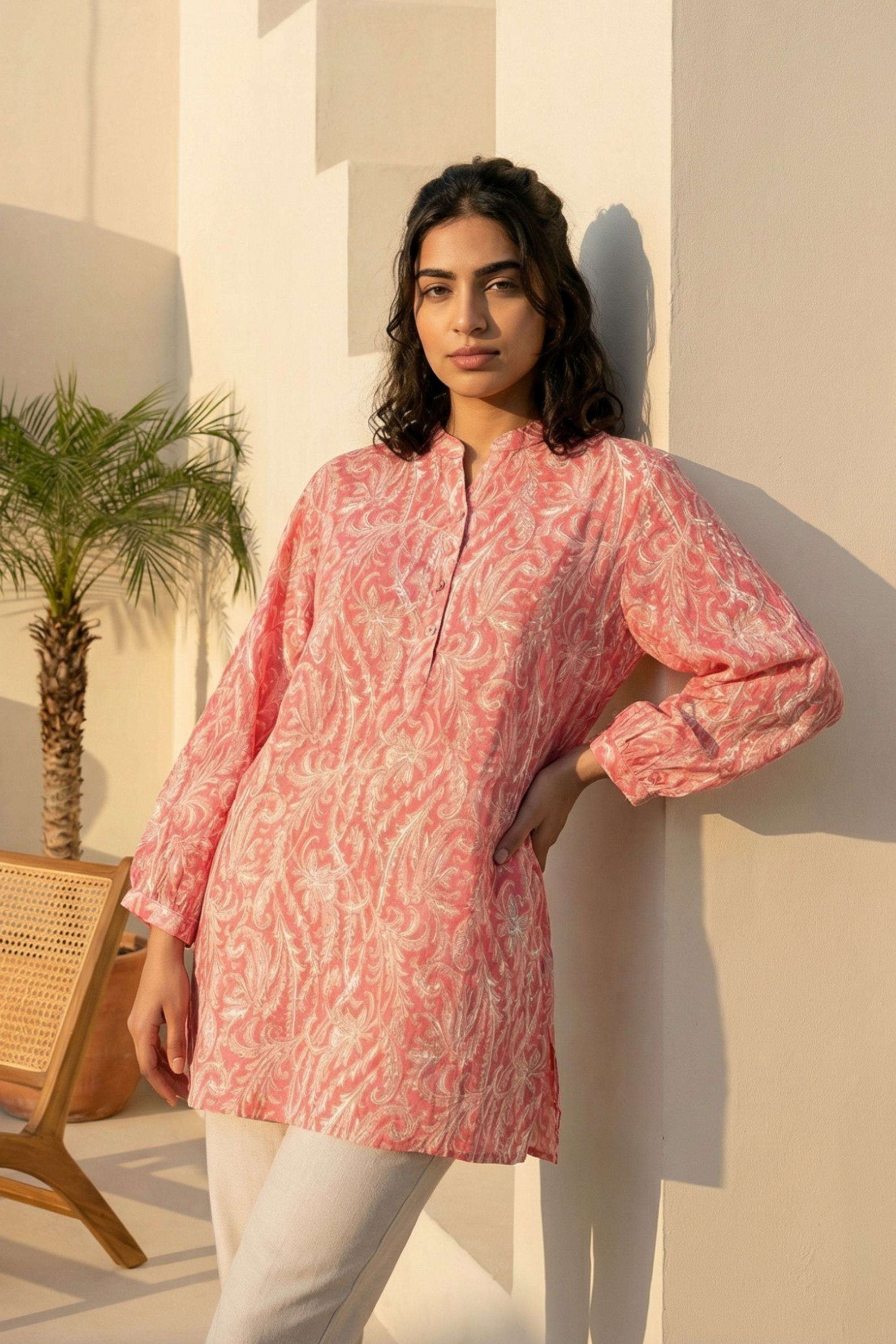 Textured-Viscose-Round-Neck-Women-s-Top