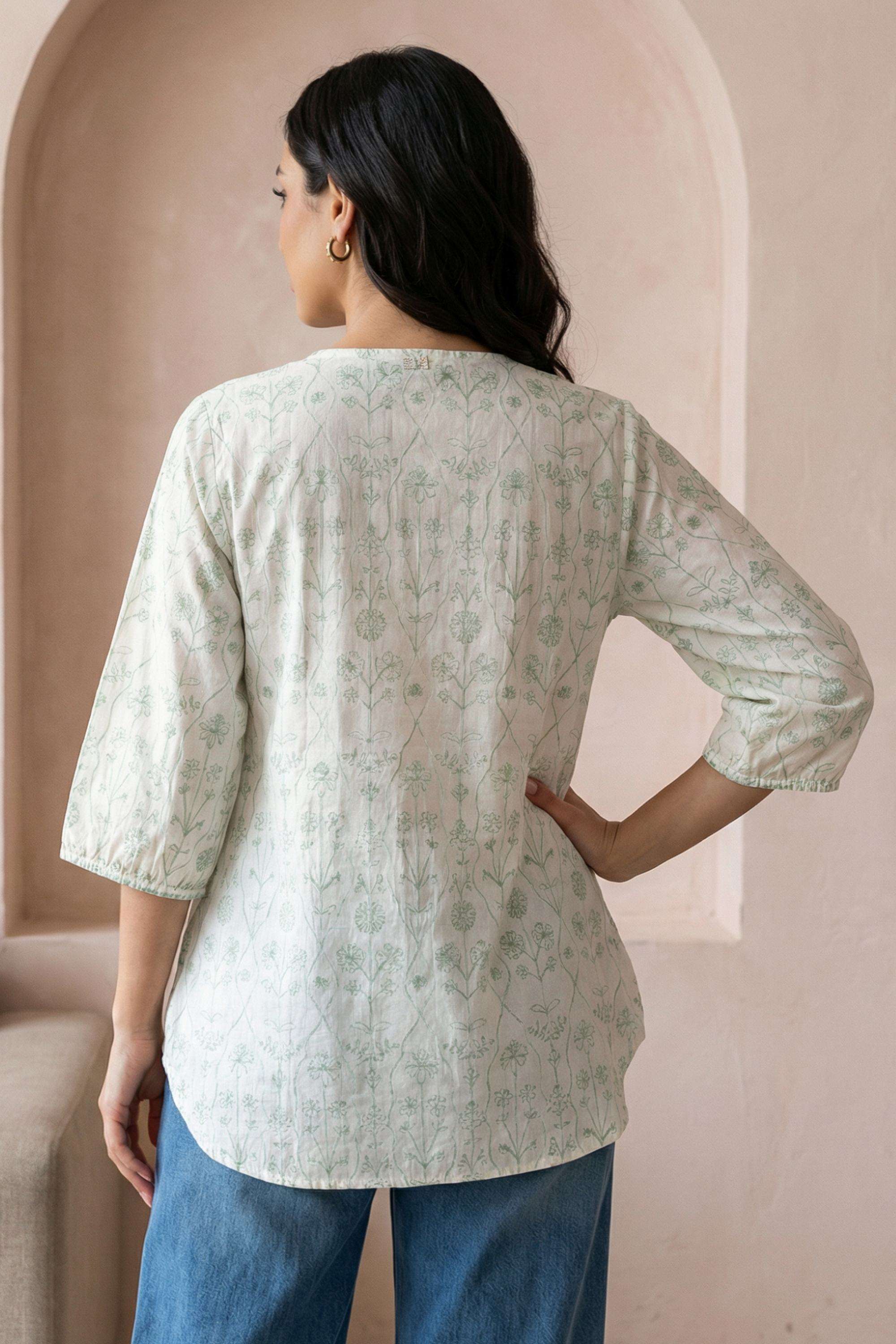 Embroidered-Blended-Fabric-Round-Neck-Women-s-Top