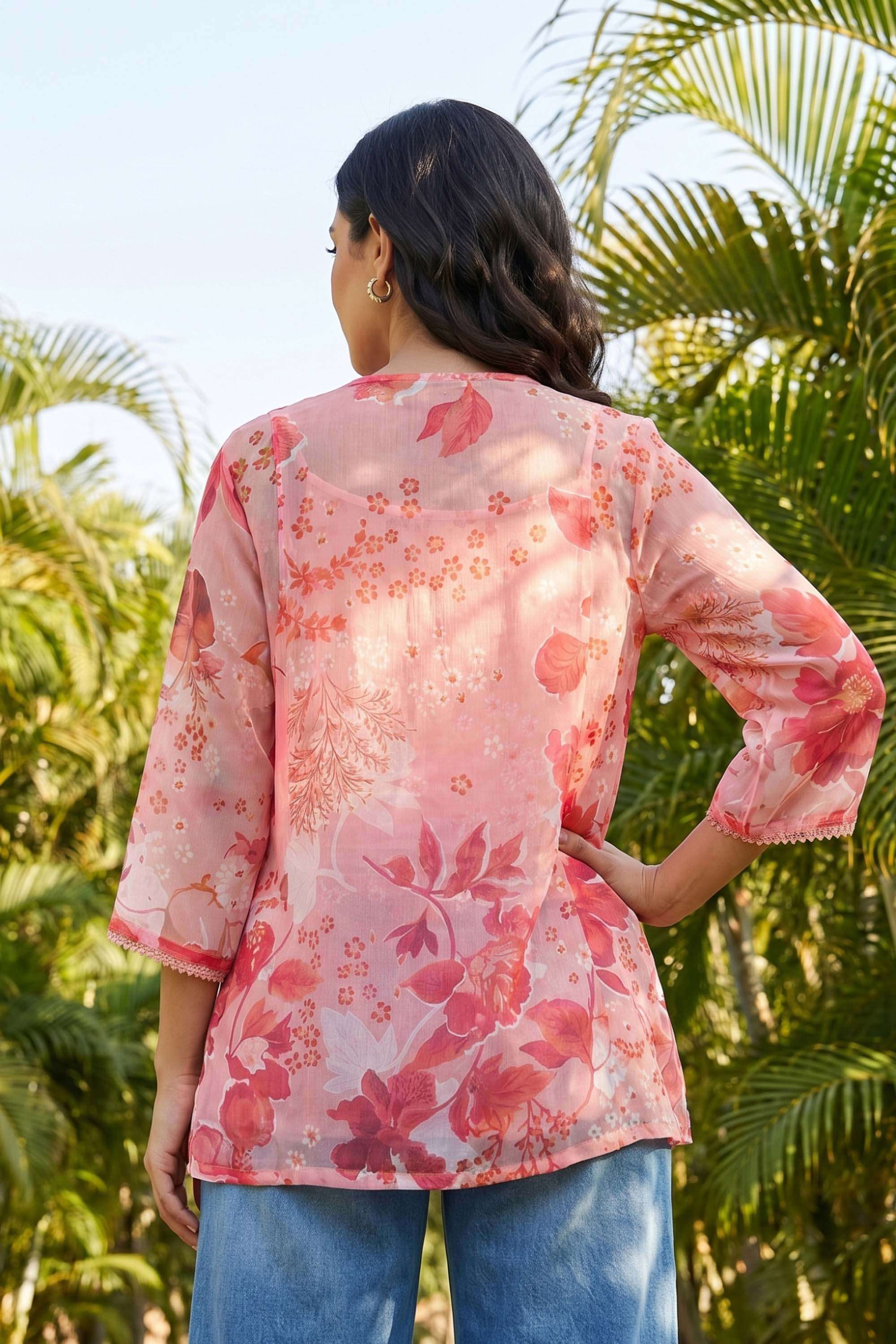 Floral-Chiffon-Women-sCasual-WearJacket