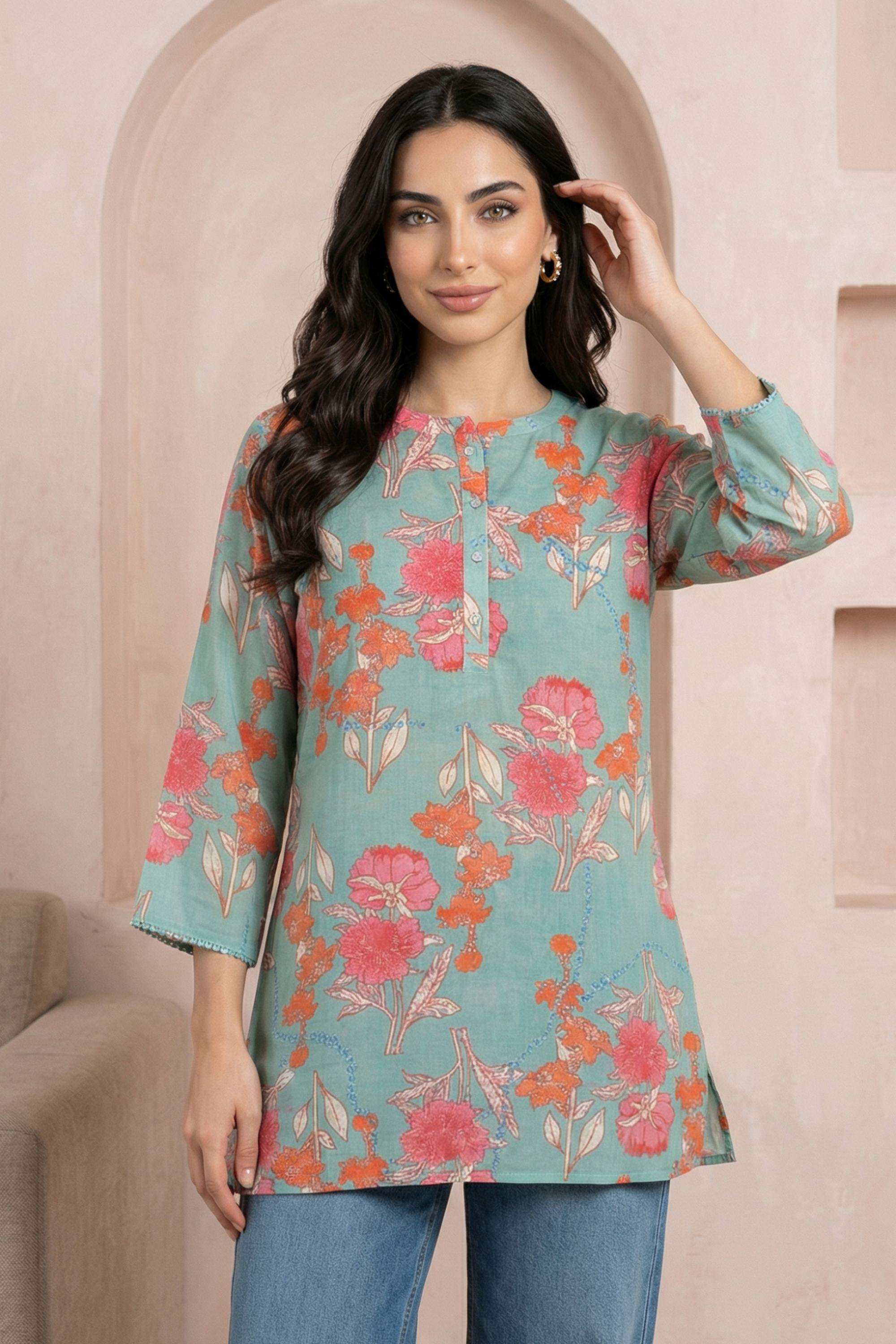 Floral-Modal-Round-Neck-Women-s-Top