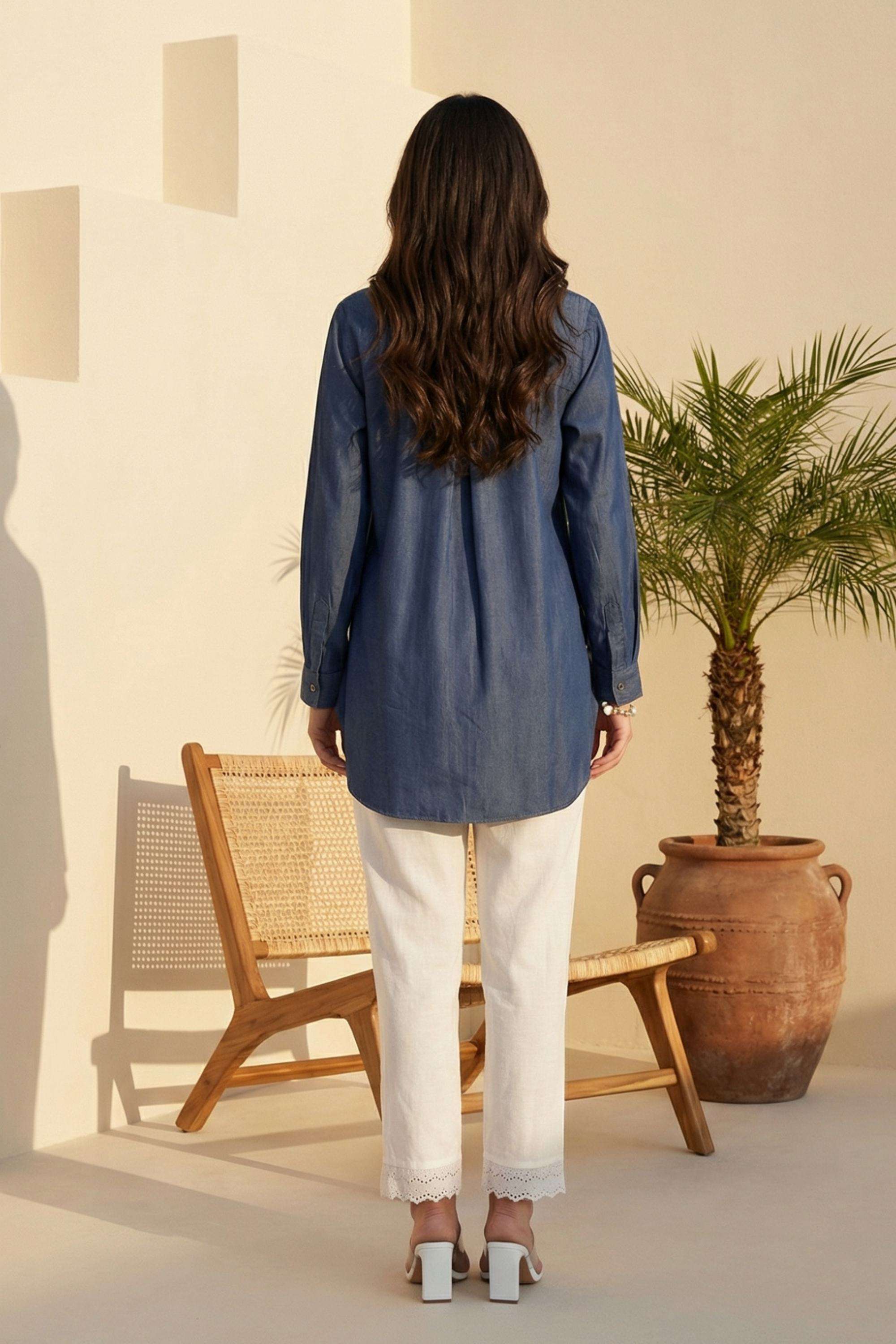 Embroidered-Blended-Fabric-Round-Neck-Women-s-Top