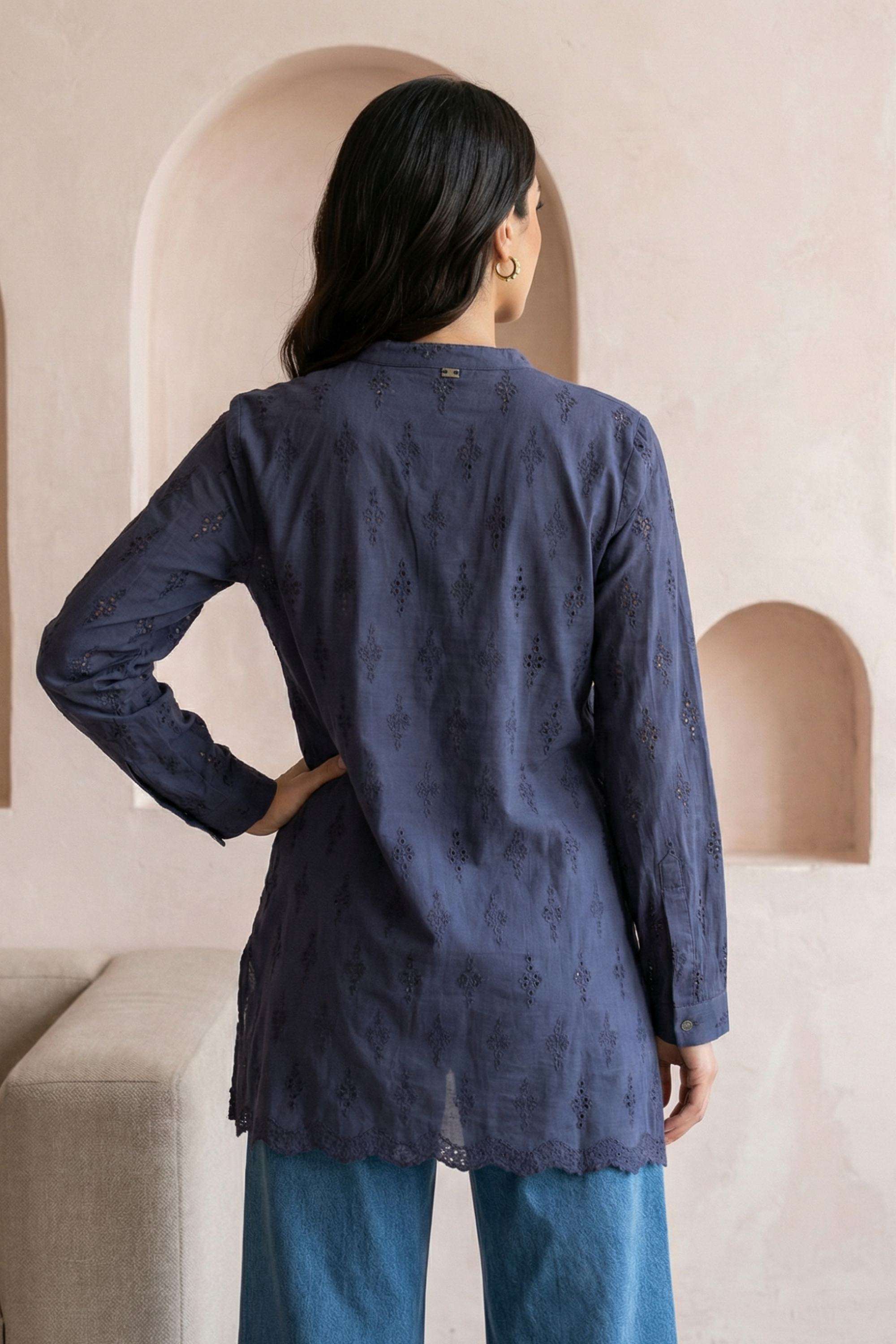 Textured-Blended-Fabric-Round-Neck-Women-s-Shirt