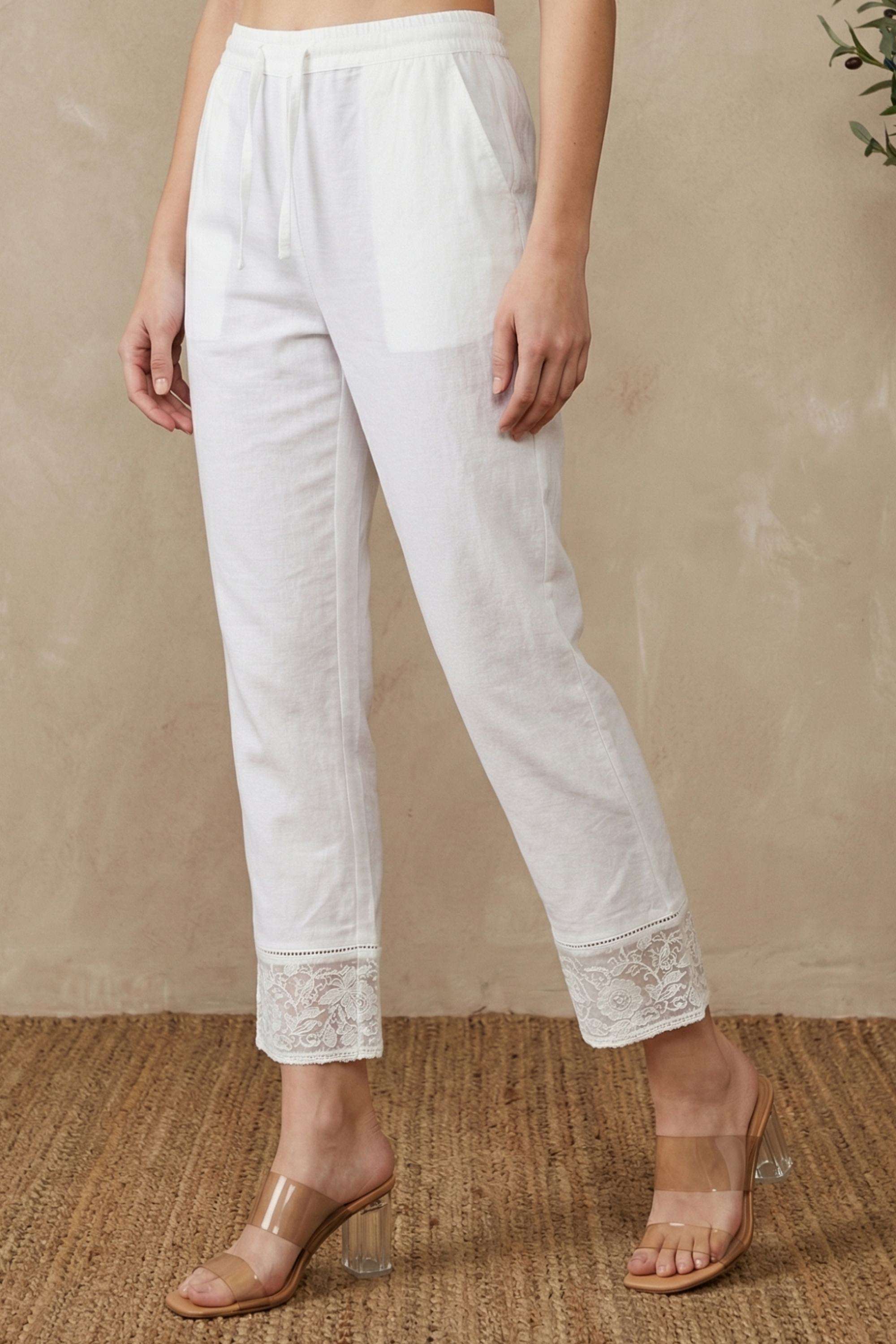 Textured-Straight-Fit-Blended-Fabric-Women-s-Festive-Wear-Pants