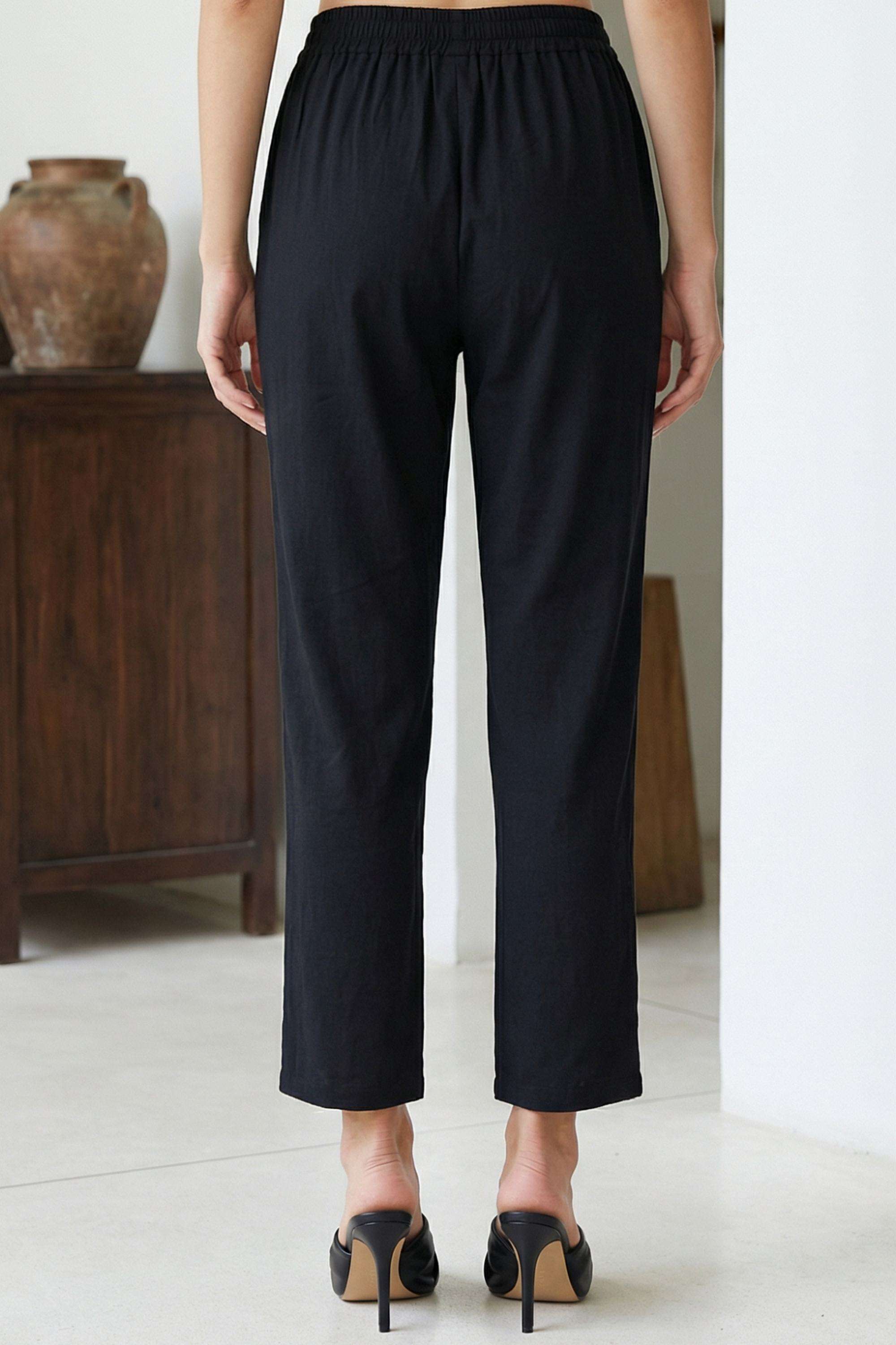Mid-Rise-Blended-Fabric-Straight-Fit-Women-s-Pants