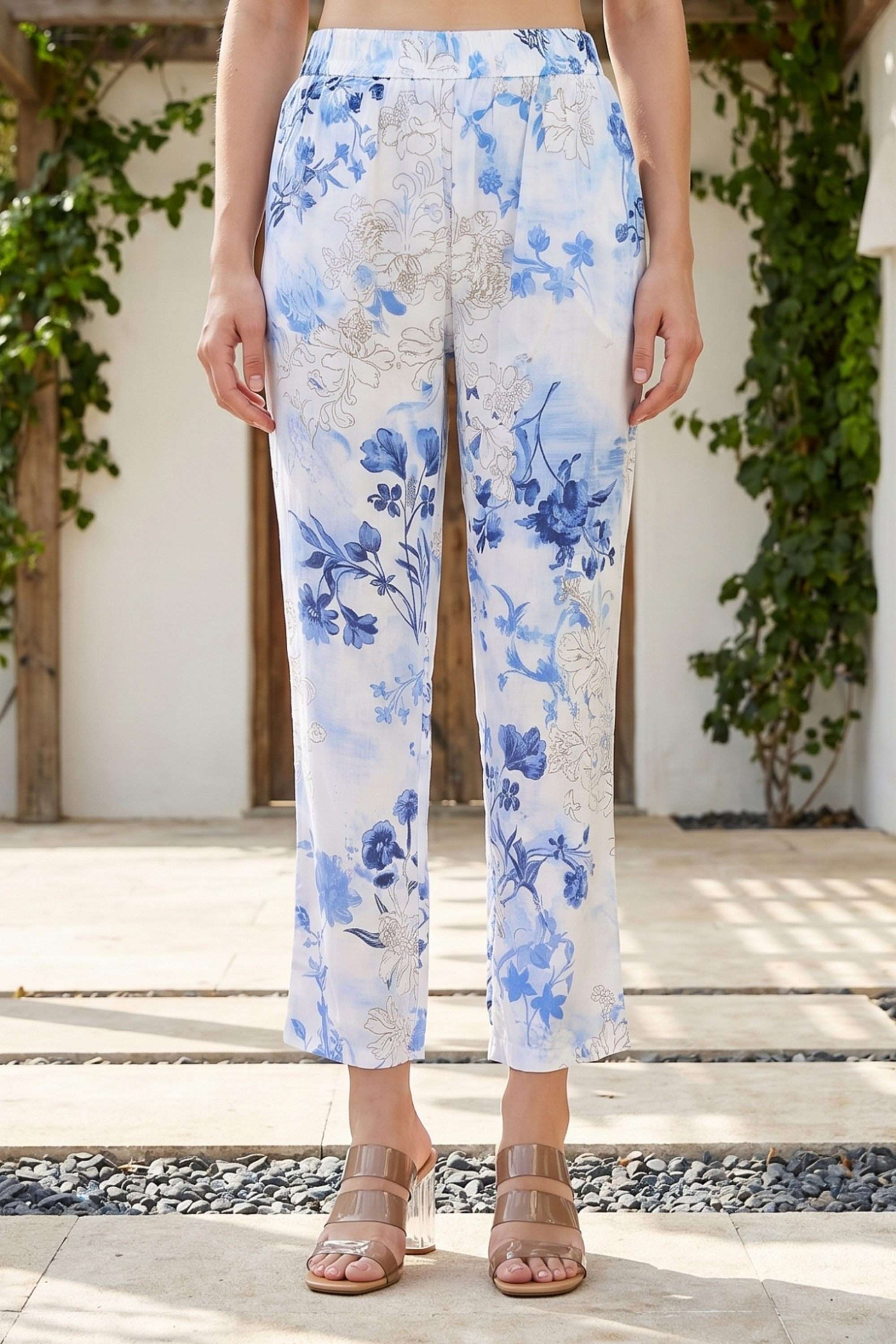 Floral-Straight-Fit-Modal-Women-s-Casual-Wear-Pants
