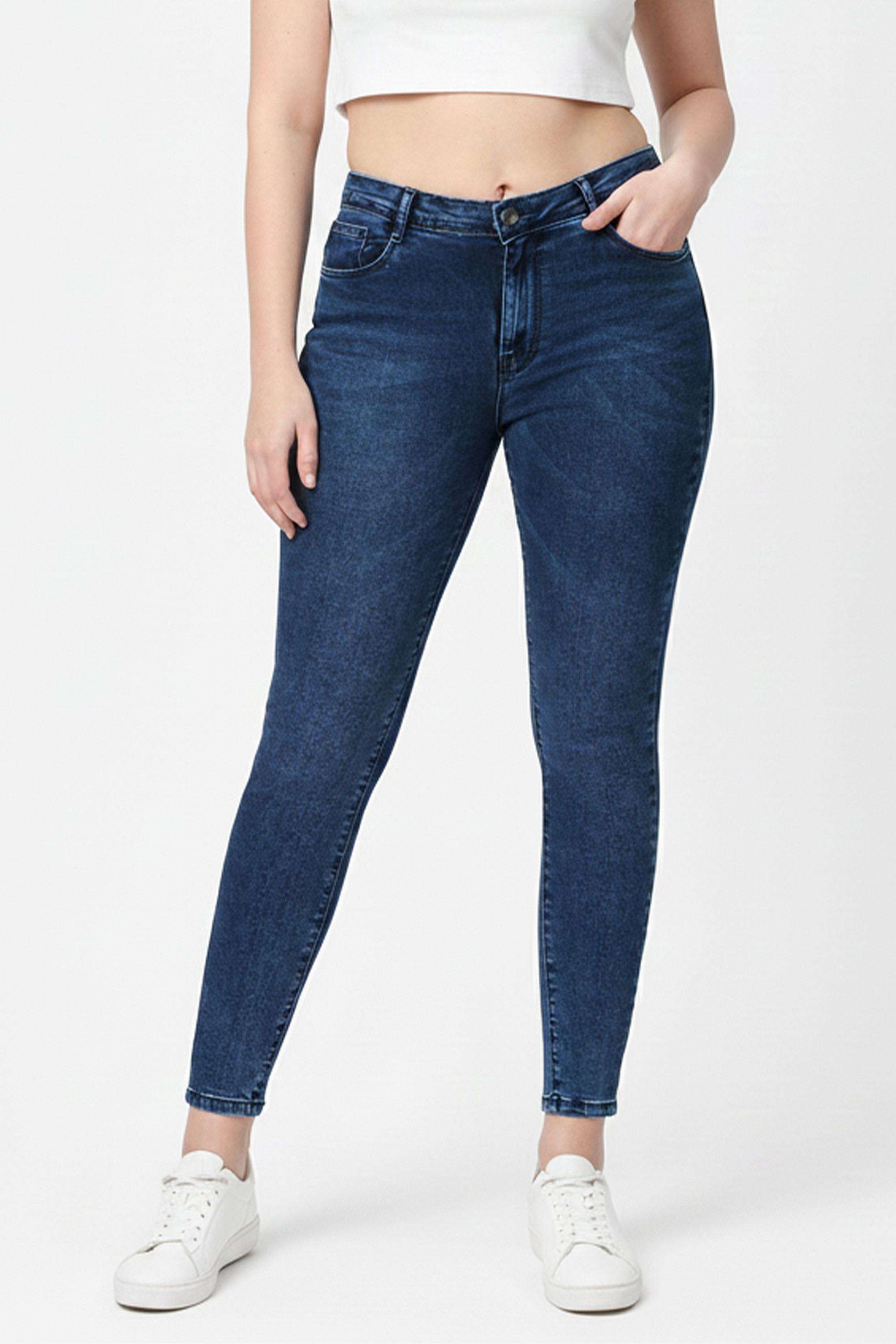 High-Rise-Blended-Fabric-Skinny-Fit-Women-Jeans